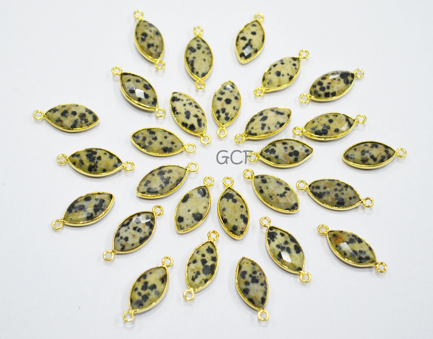 Dalmatian Faceted Marquise Shape Double Bail Connector , Dalmatian Marquise Single Bail Bezel Connector , Sold By Piece , 8x15 mm , RB-7069