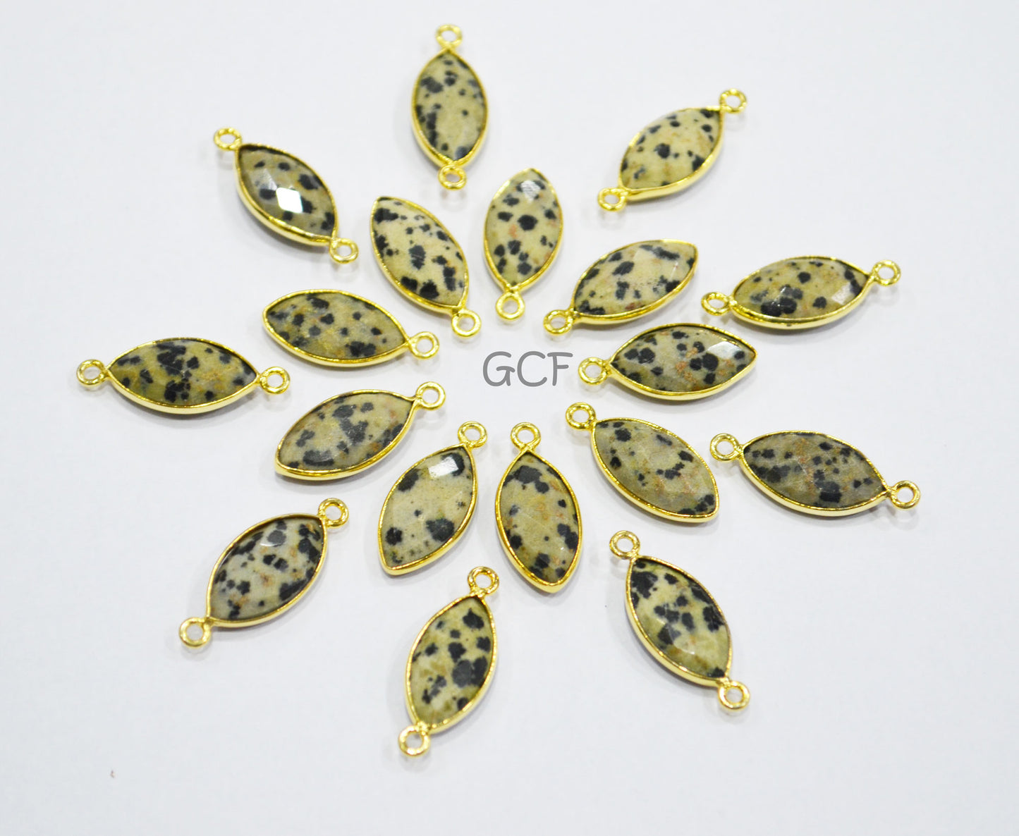 Dalmatian Faceted Marquise Shape Double Bail Connector , Dalmatian Marquise Single Bail Bezel Connector , Sold By Piece , 8x15 mm , RB-7069