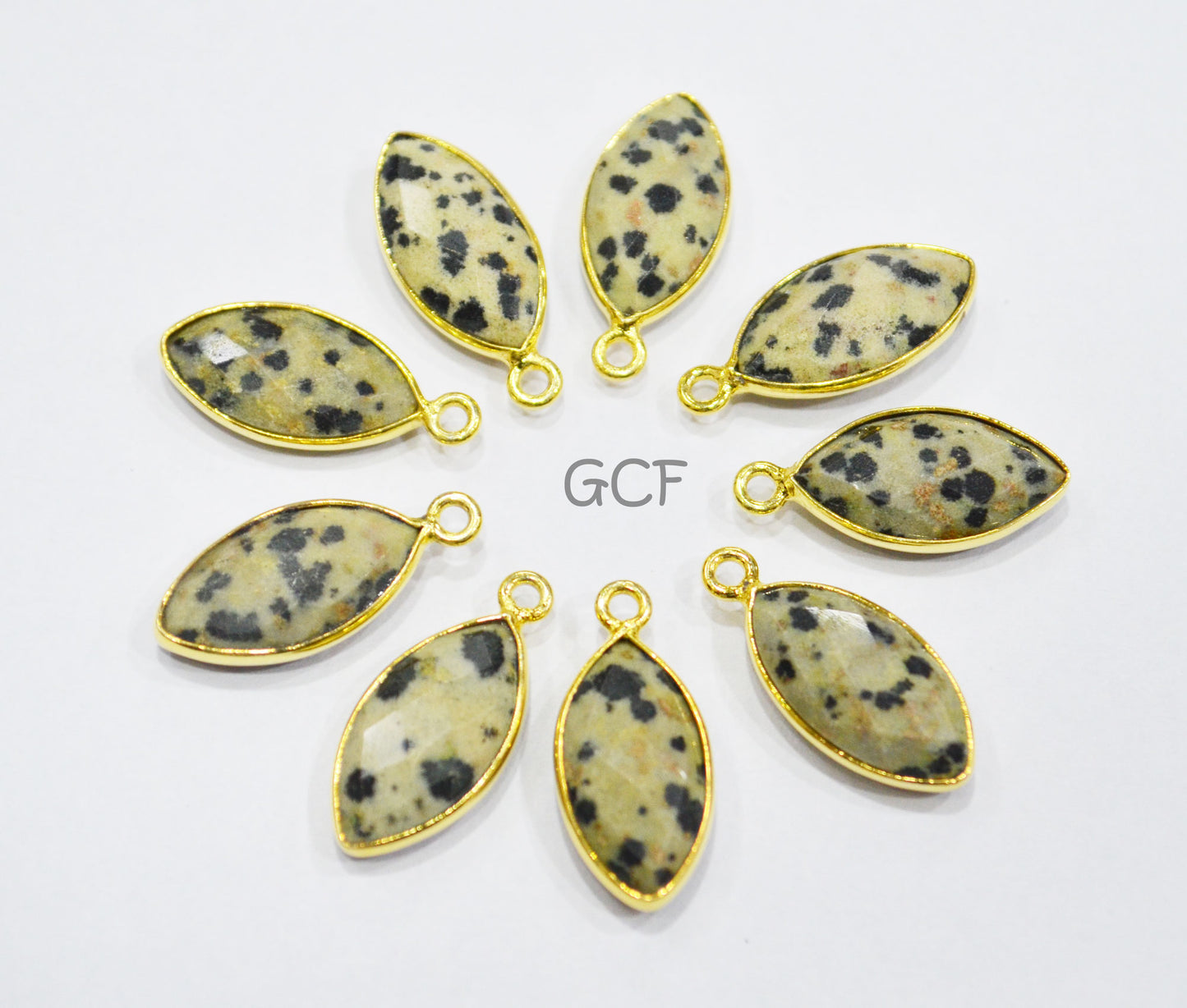 Dalmatian Faceted Marquise Shape Double Bail Connector , Dalmatian Marquise Single Bail Bezel Connector , Sold By Piece , 8x15 mm , RB-7069