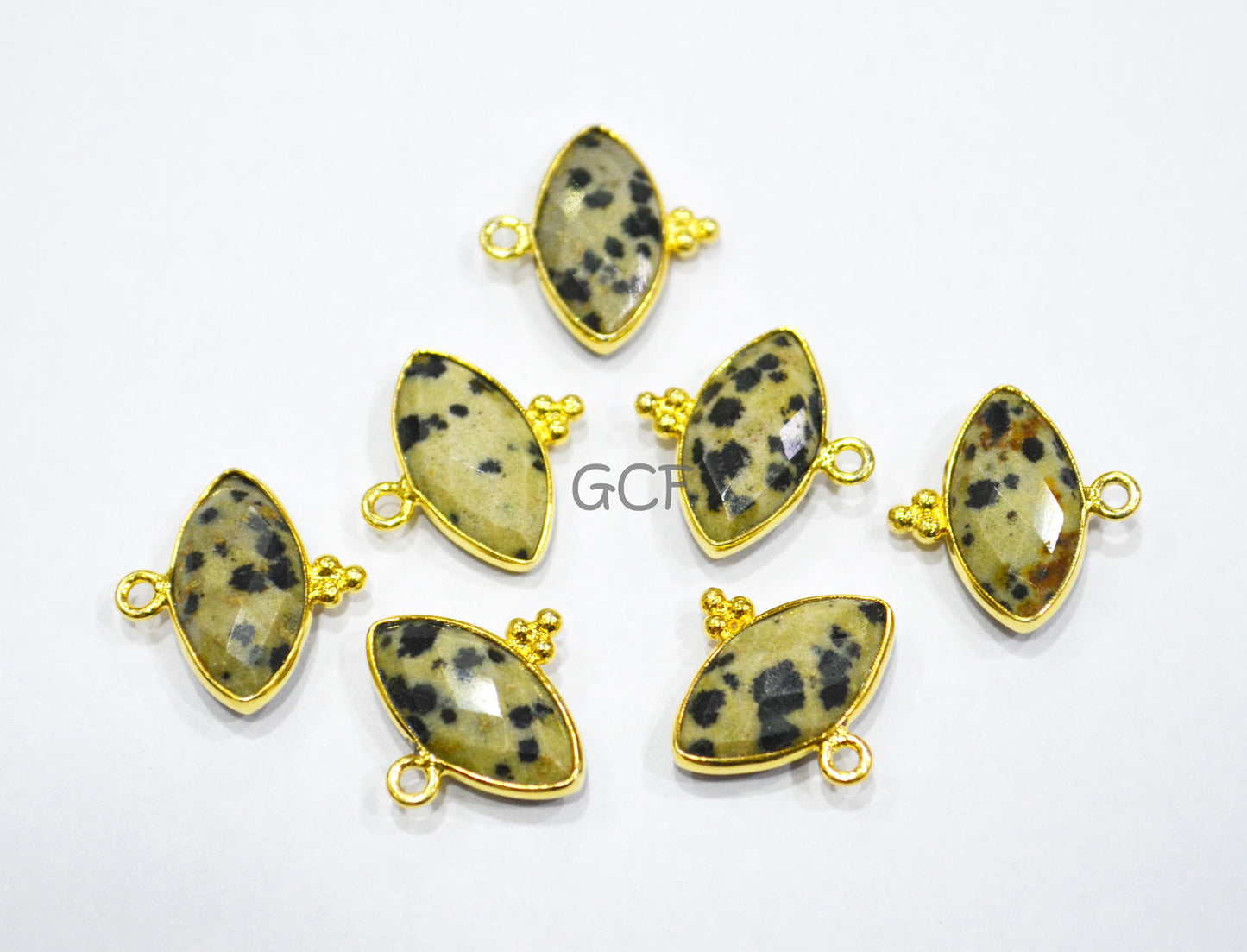 Dalmatian Faceted Marquise Shape Connector , Dalmatian Marquise Shape Single Bail Bezel Connector , Sold By Piece , 8x15 mm , RB-7070