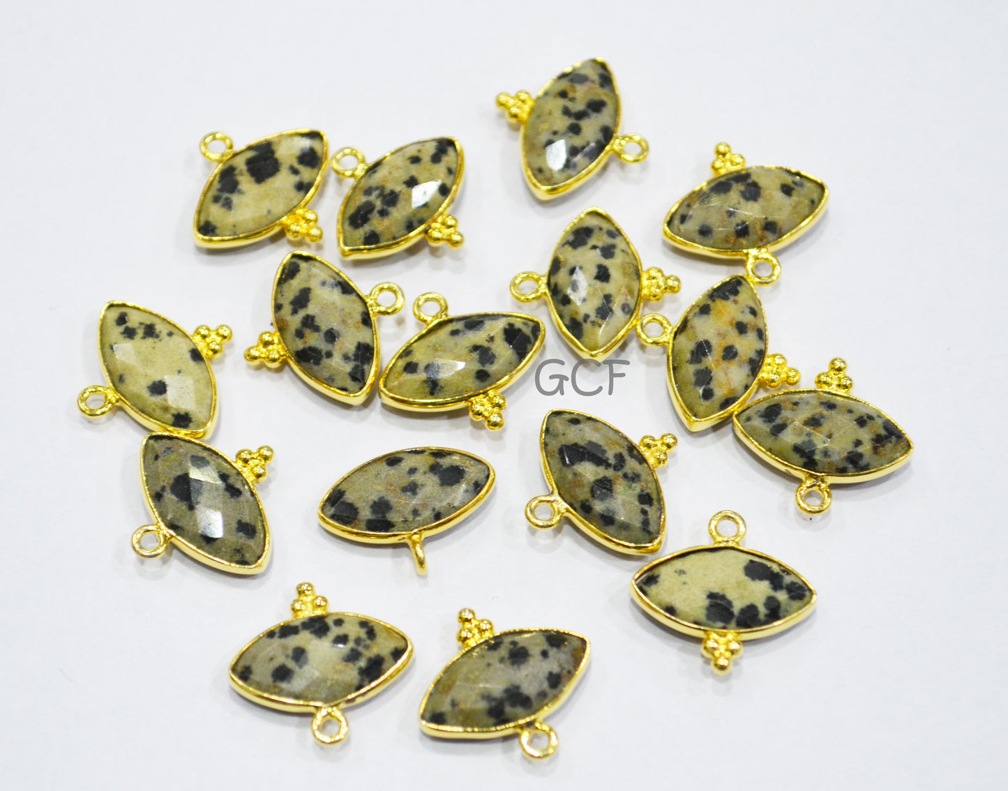Dalmatian Faceted Marquise Shape Connector , Dalmatian Marquise Shape Single Bail Bezel Connector , Sold By Piece , 8x15 mm , RB-7070