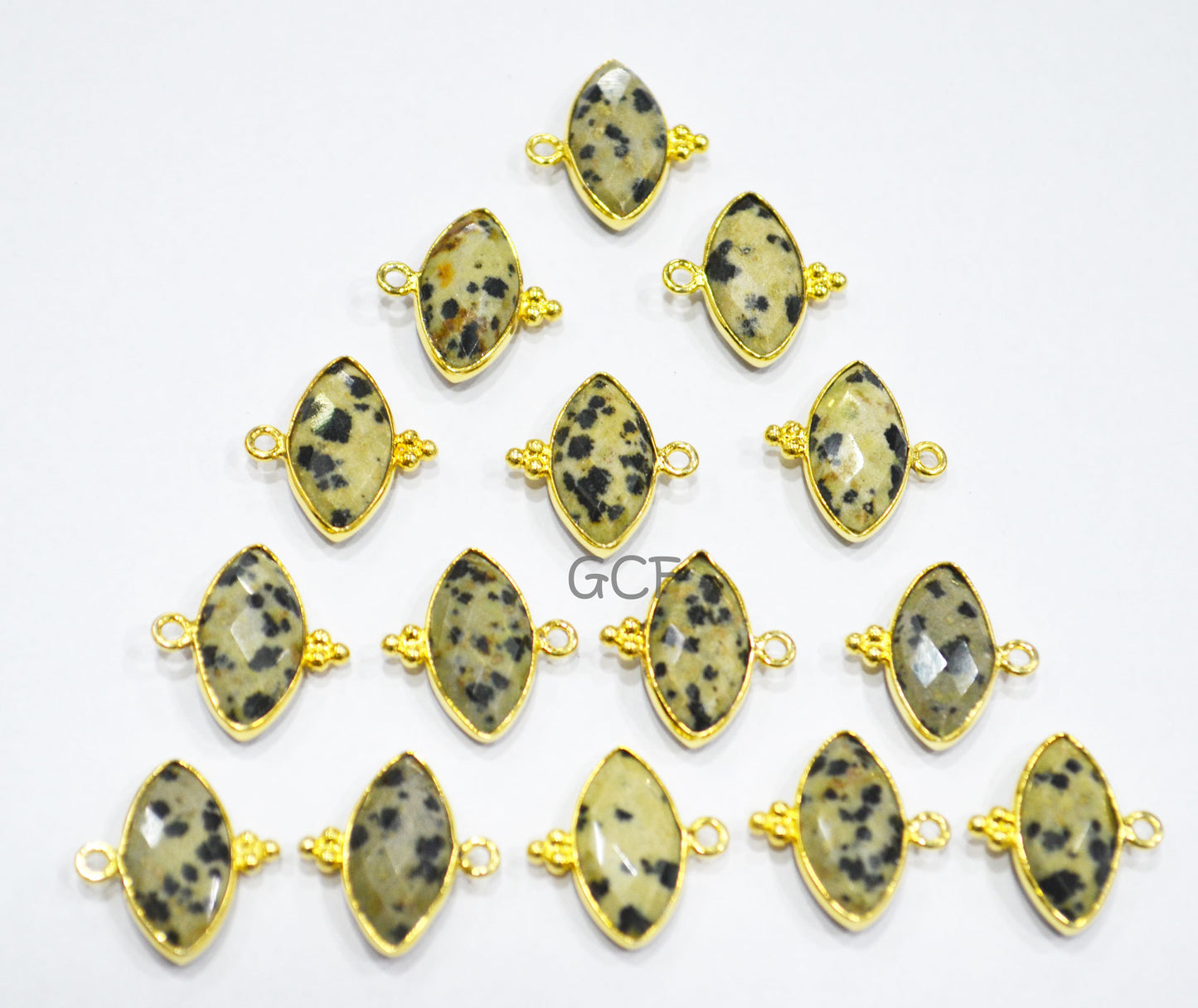 Dalmatian Faceted Marquise Shape Connector , Dalmatian Marquise Shape Single Bail Bezel Connector , Sold By Piece , 8x15 mm , RB-7070
