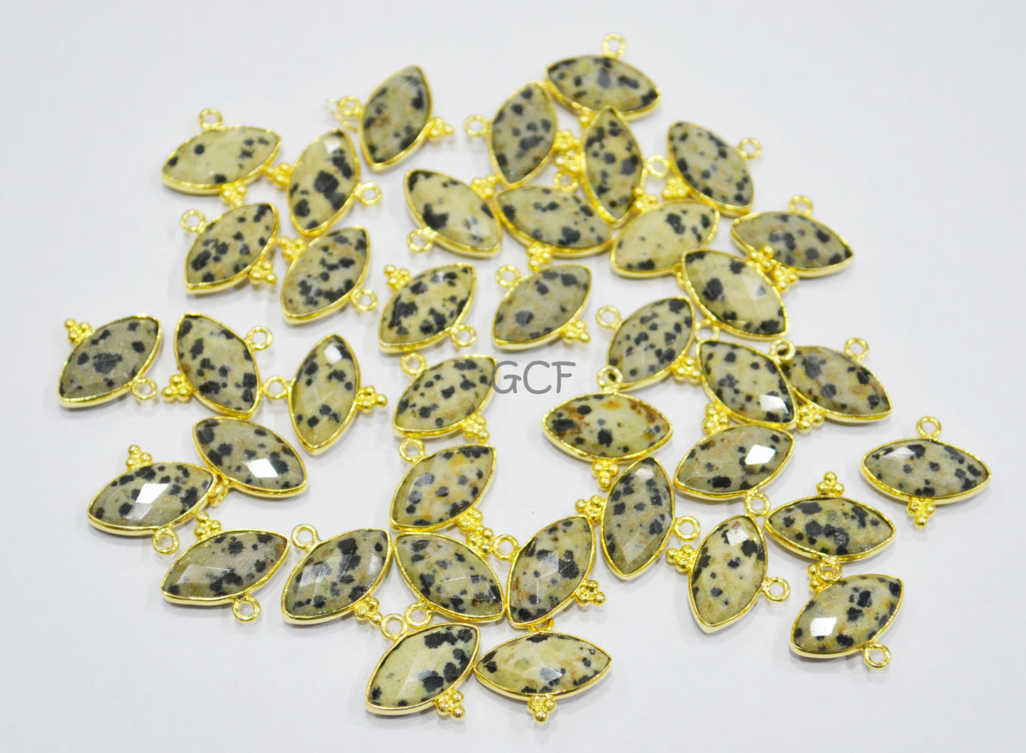 Dalmatian Faceted Marquise Shape Connector , Dalmatian Marquise Shape Single Bail Bezel Connector , Sold By Piece , 8x15 mm , RB-7070