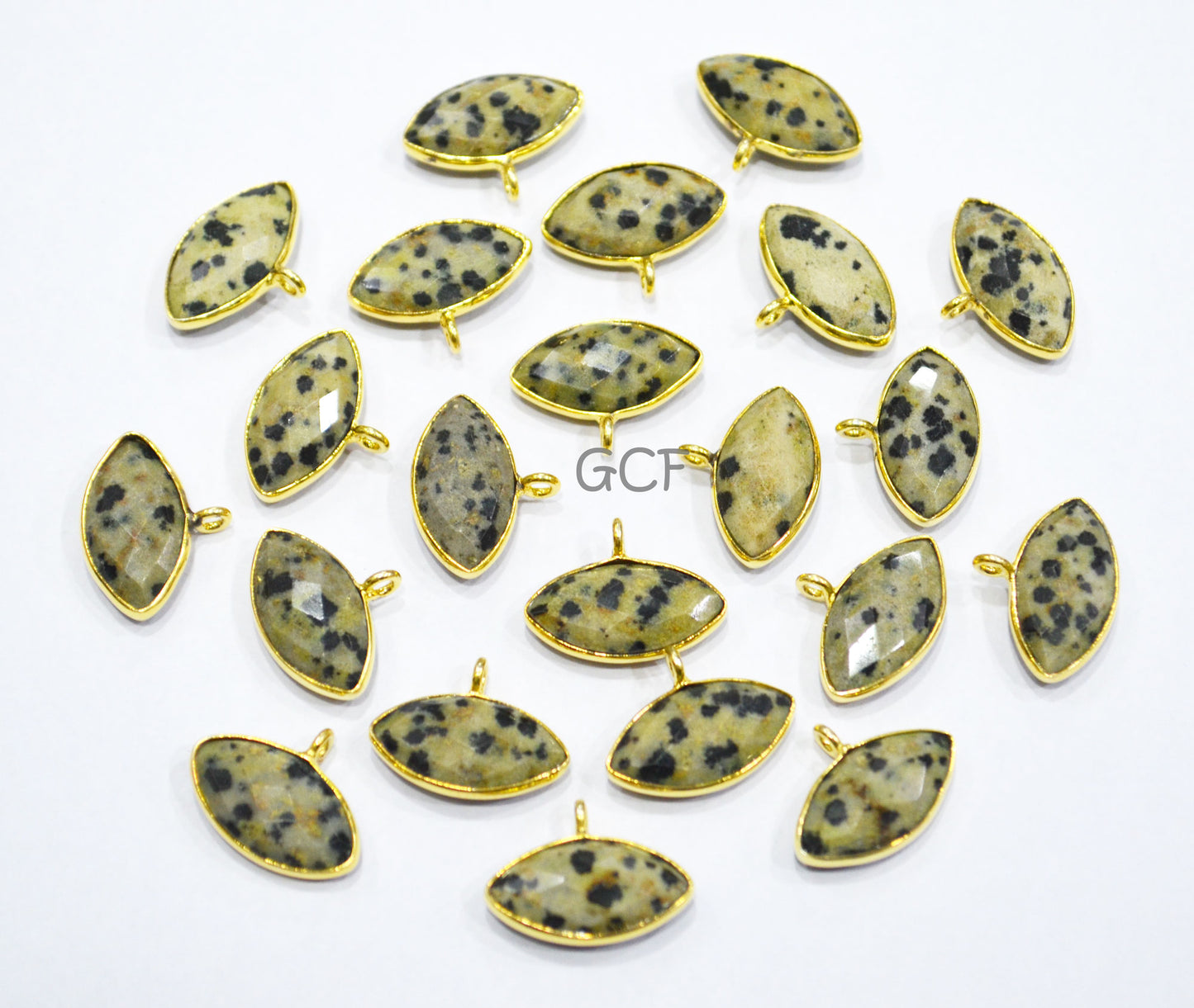 Dalmatian Faceted Marquise Shape Connector , Dalmatian Marquise Shape Single Bail Bezel Connector , Sold By Piece , 8x15 mm , RB-7071