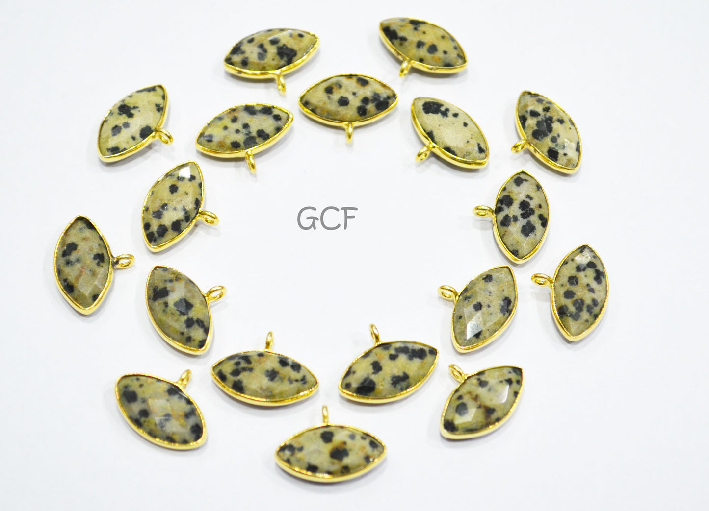 Dalmatian Faceted Marquise Shape Connector , Dalmatian Marquise Shape Single Bail Bezel Connector , Sold By Piece , 8x15 mm , RB-7071