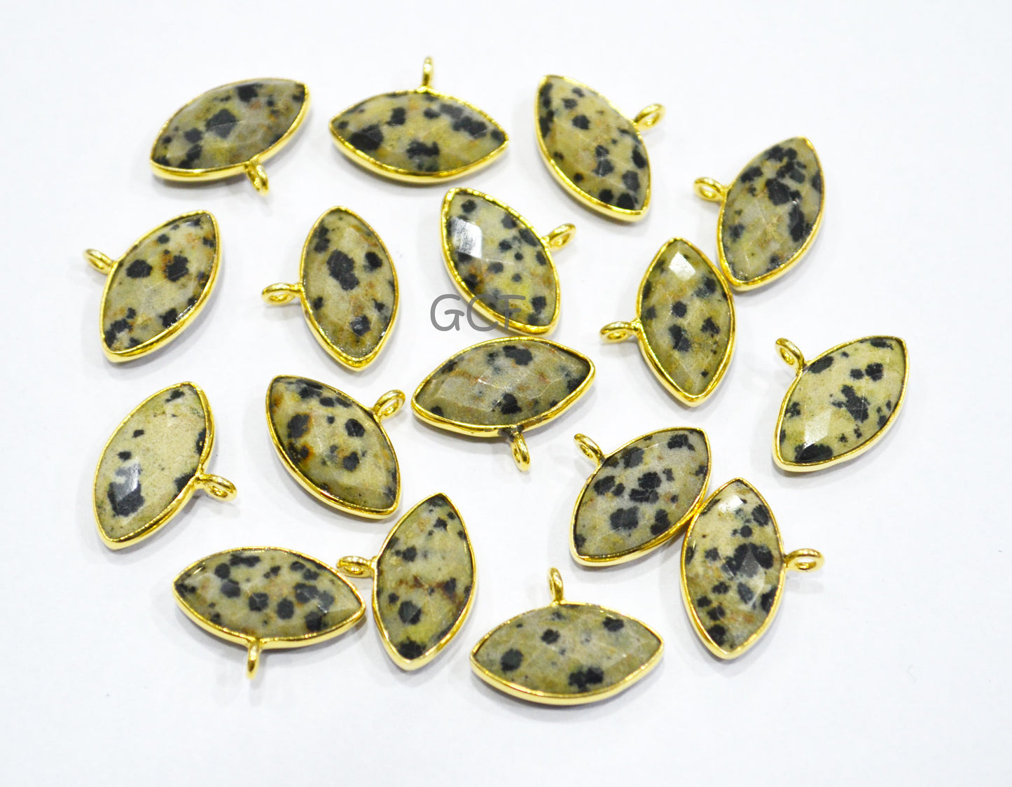 Dalmatian Faceted Marquise Shape Connector , Dalmatian Marquise Shape Single Bail Bezel Connector , Sold By Piece , 8x15 mm , RB-7071