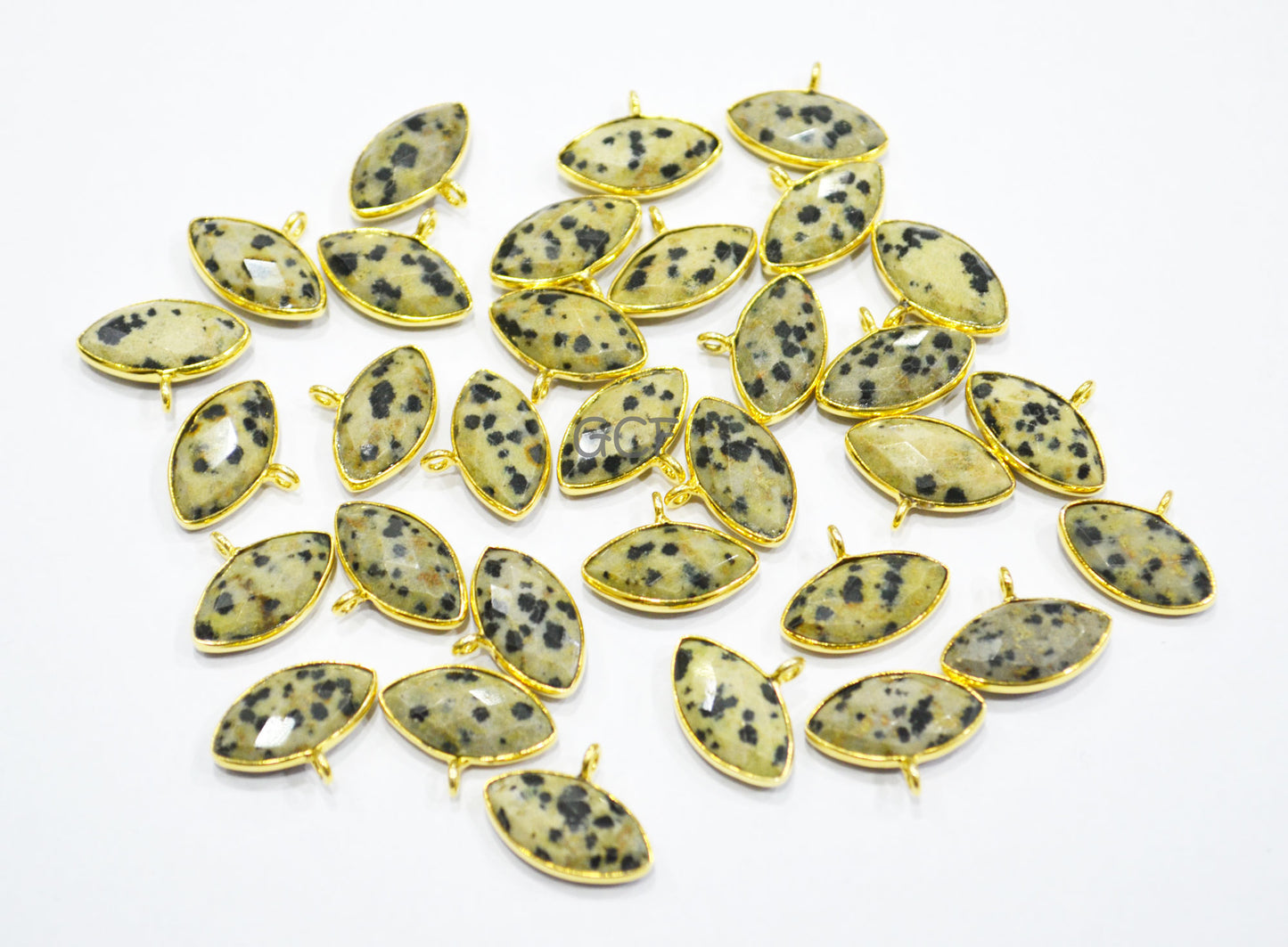 Dalmatian Faceted Marquise Shape Connector , Dalmatian Marquise Shape Single Bail Bezel Connector , Sold By Piece , 8x15 mm , RB-7071