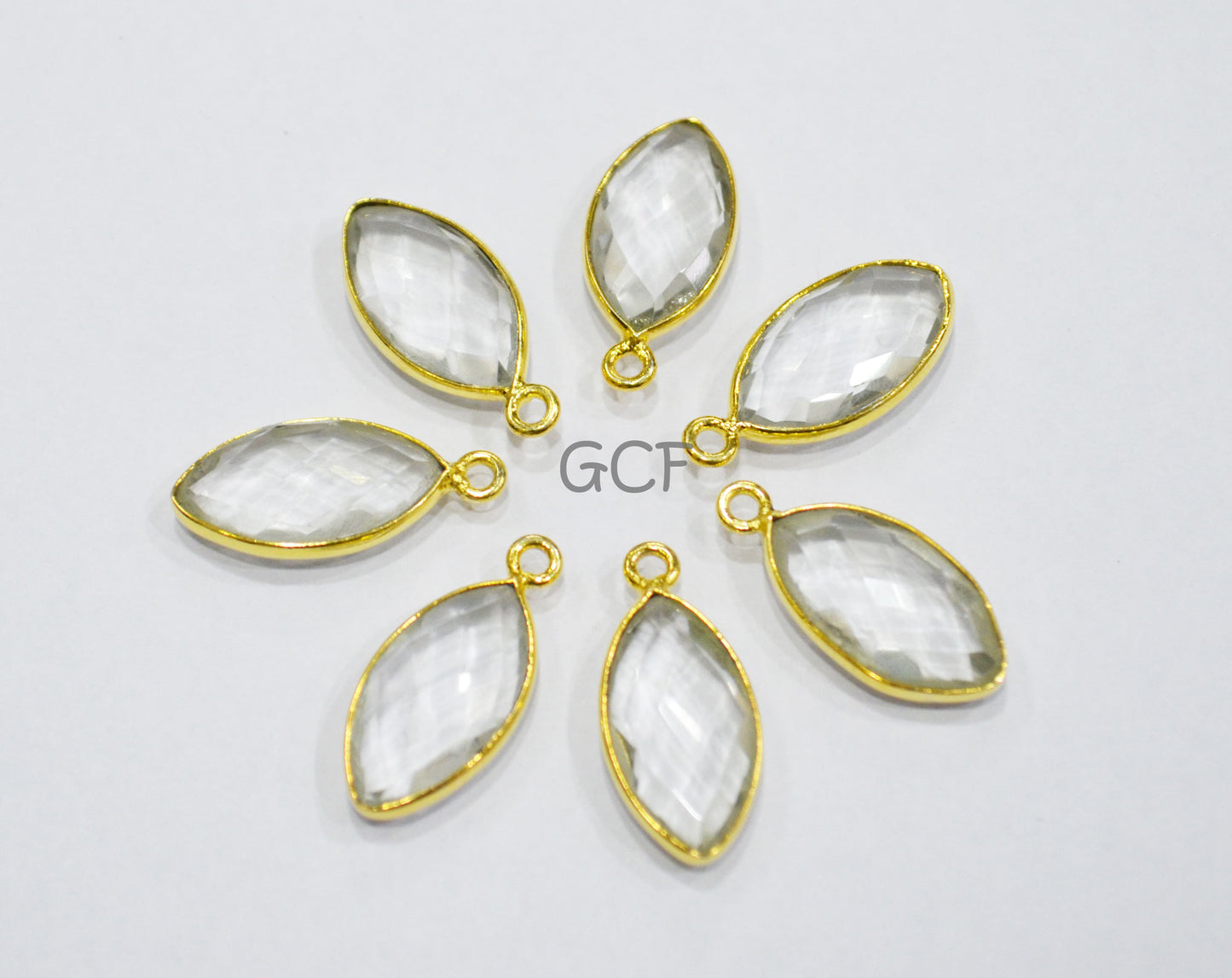 Crystal Faceted Marquise Shape Connector , Crystal Marquise Shape Single And Double Bail Bezel Connector , Sold By Piece , 8x15 mm , RB-7072