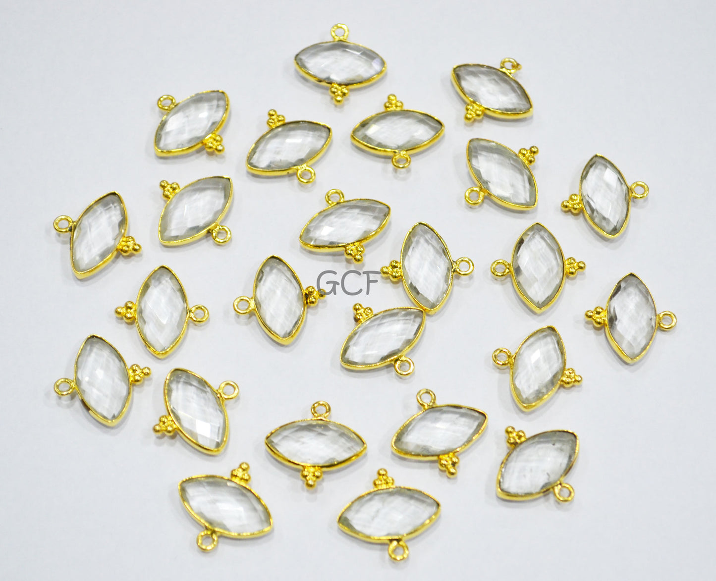Crystal Faceted Marquise Shape Connector , Crystal Marquise Shape Single Bail Bezel Connector , Sold By Piece , 8x15 mm , RB-7073
