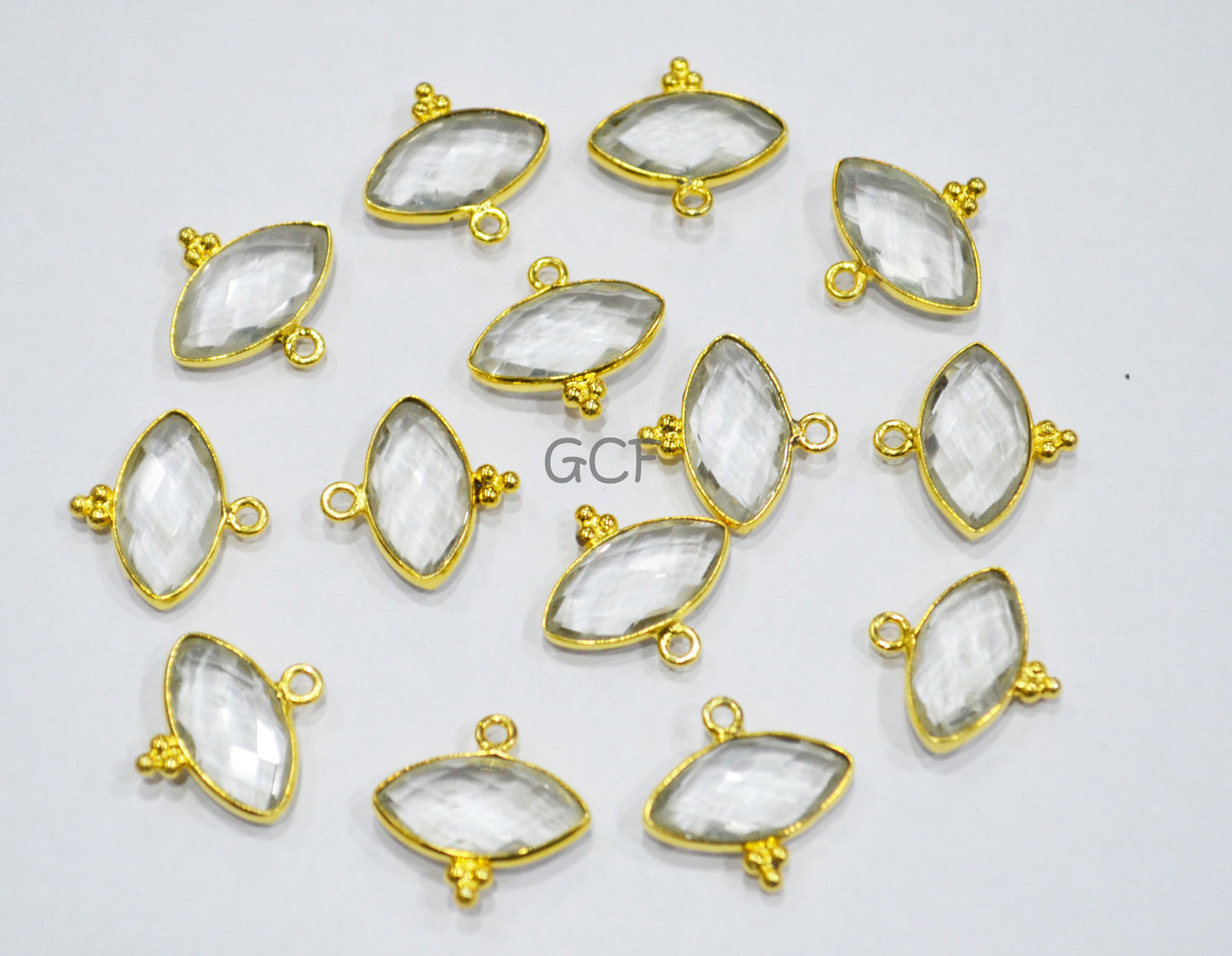Crystal Faceted Marquise Shape Connector , Crystal Marquise Shape Single Bail Bezel Connector , Sold By Piece , 8x15 mm , RB-7073
