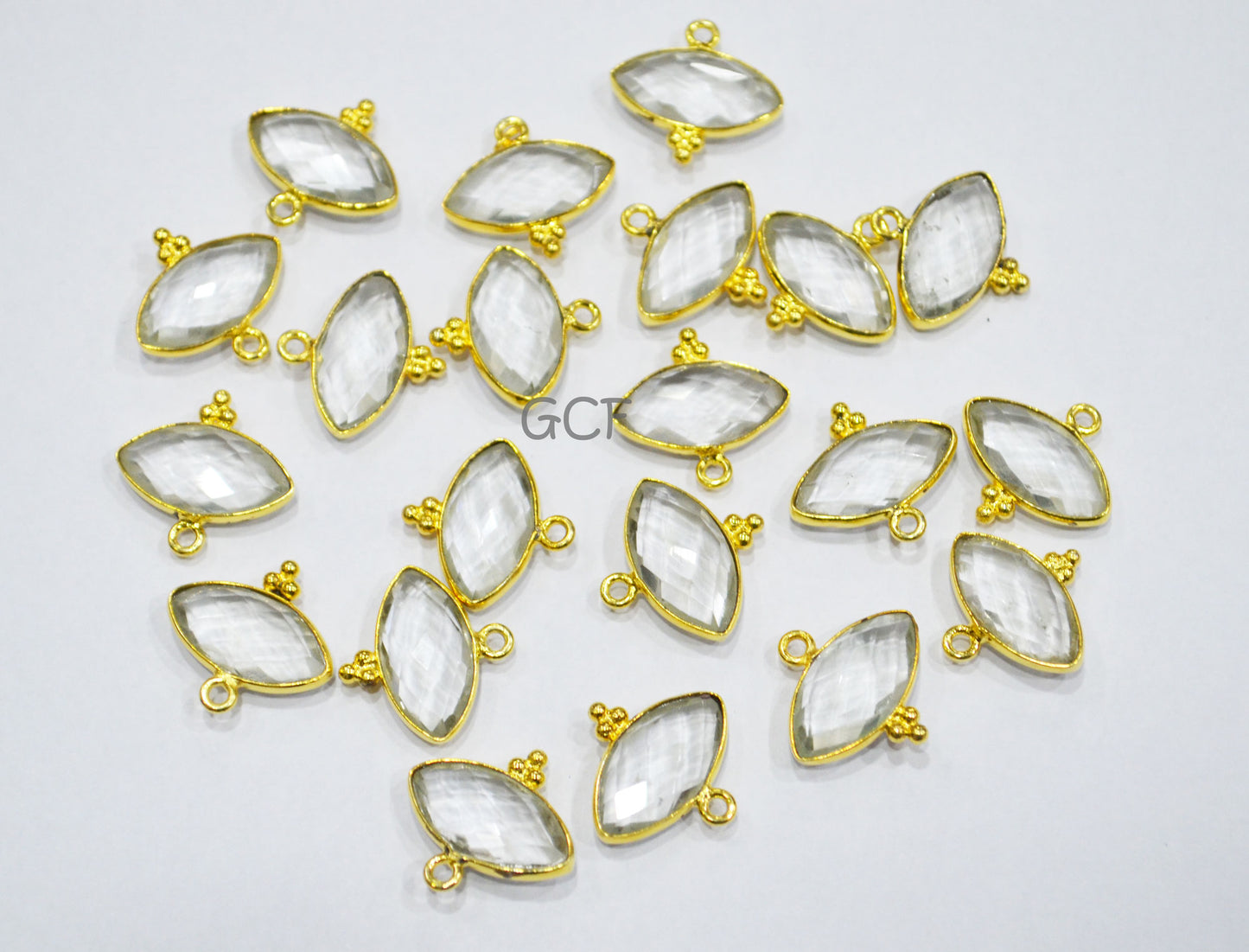 Crystal Faceted Marquise Shape Connector , Crystal Marquise Shape Single Bail Bezel Connector , Sold By Piece , 8x15 mm , RB-7073