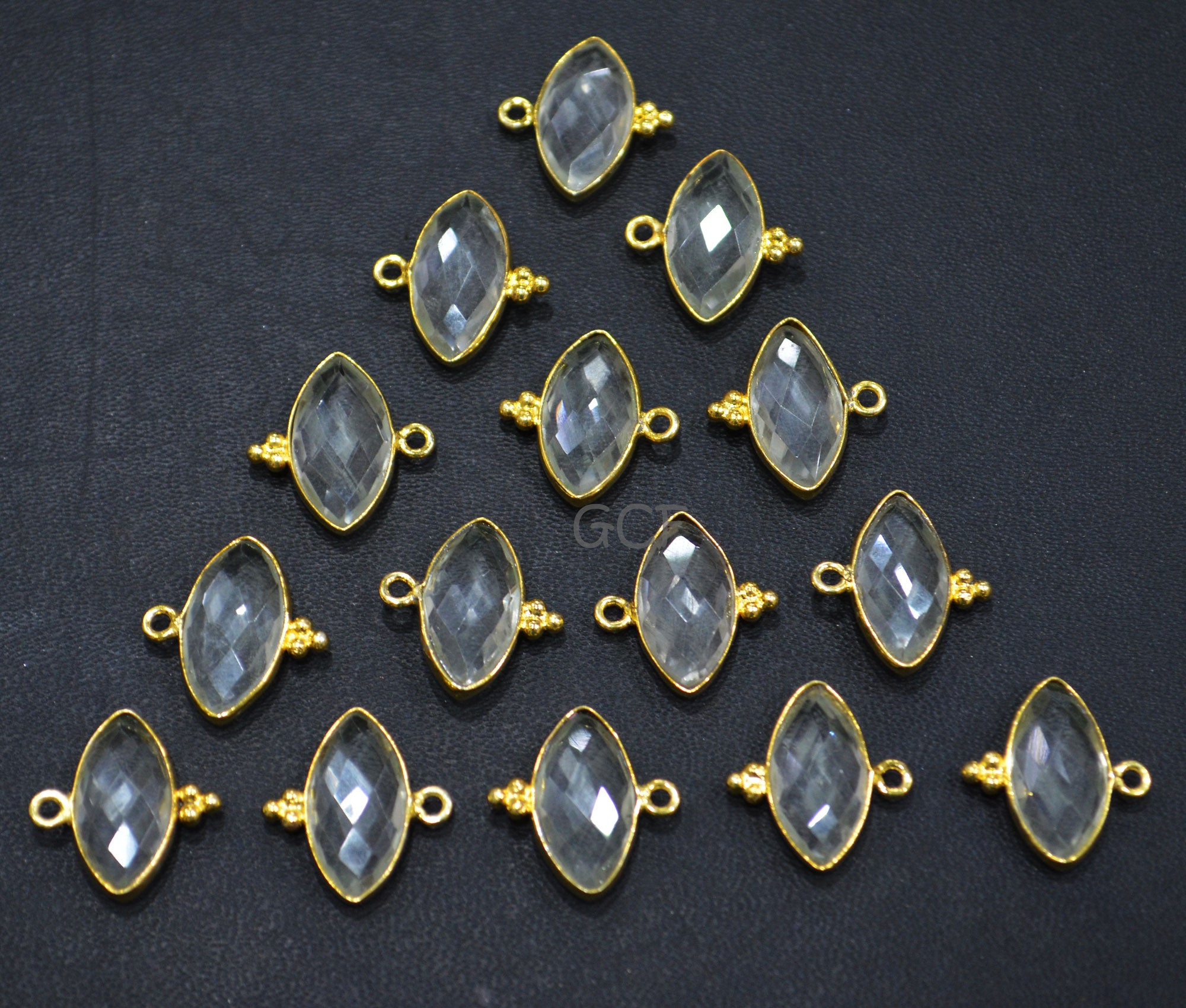 Crystal Faceted Marquise Shape Connector , Crystal Marquise Shape Single Bail Bezel Connector , Sold By Piece , 8x15 mm , RB-7073