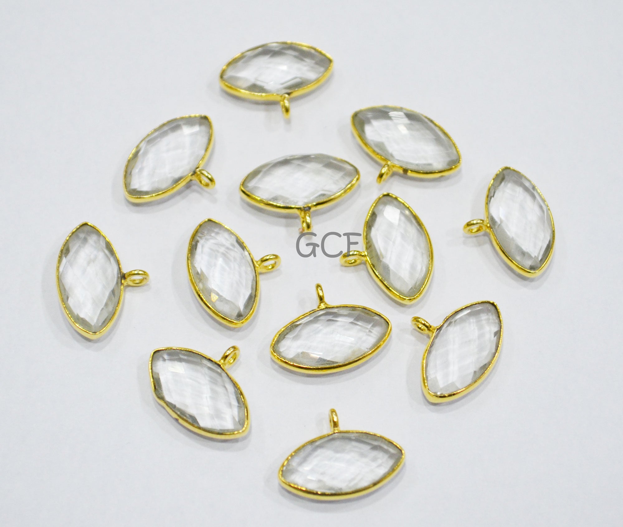 Crystal Faceted Marquise Shape Connector , Crystal Marquise Shape Single Bail Bezel Connector , Sold By Piece , 8x15 mm , RB-7074