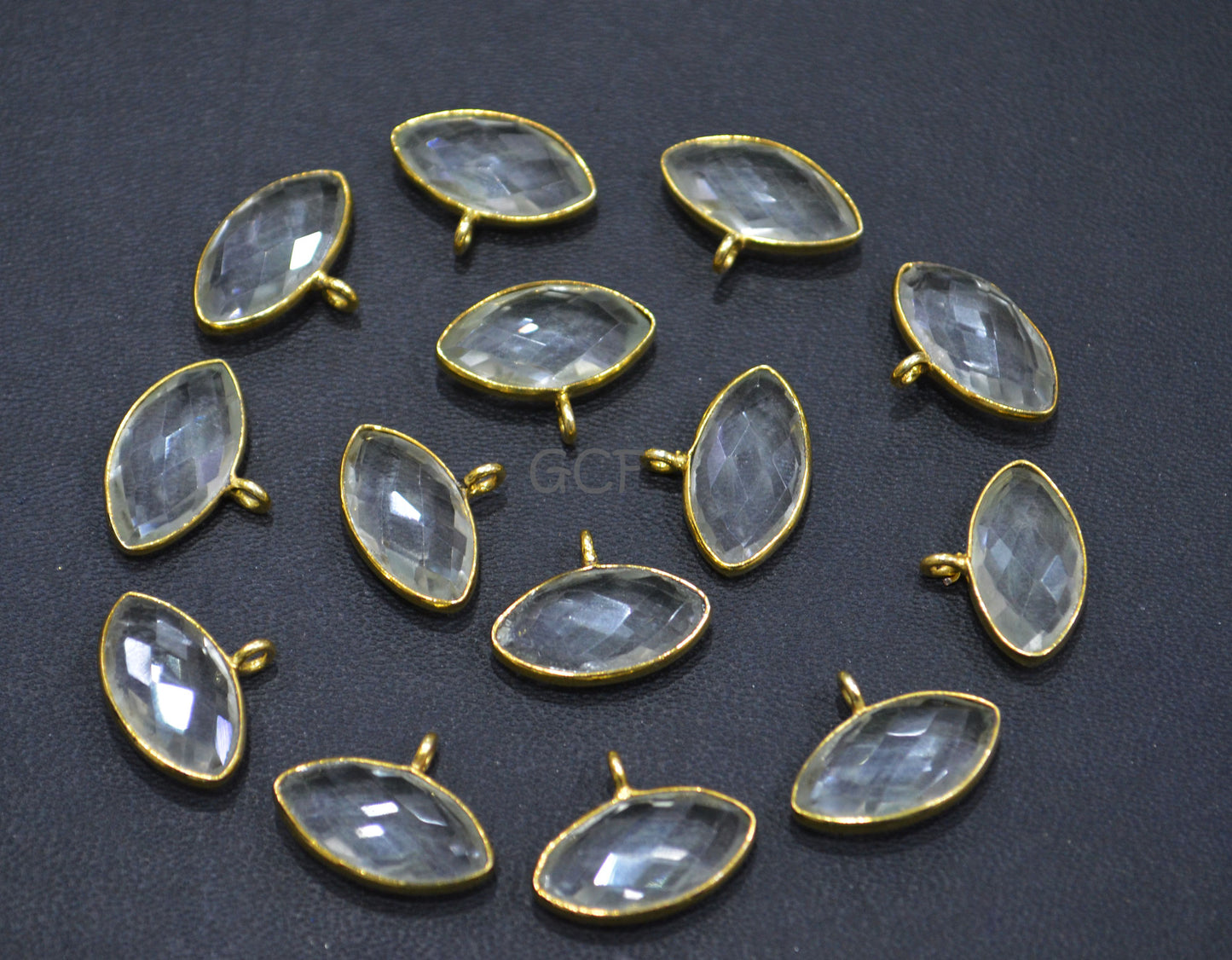 Crystal Faceted Marquise Shape Connector , Crystal Marquise Shape Single Bail Bezel Connector , Sold By Piece , 8x15 mm , RB-7074