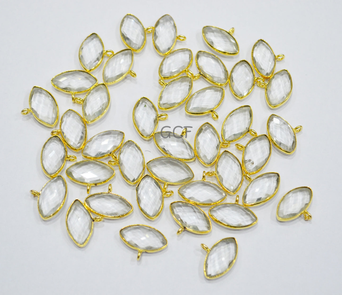 Crystal Faceted Marquise Shape Connector , Crystal Marquise Shape Single Bail Bezel Connector , Sold By Piece , 8x15 mm , RB-7074