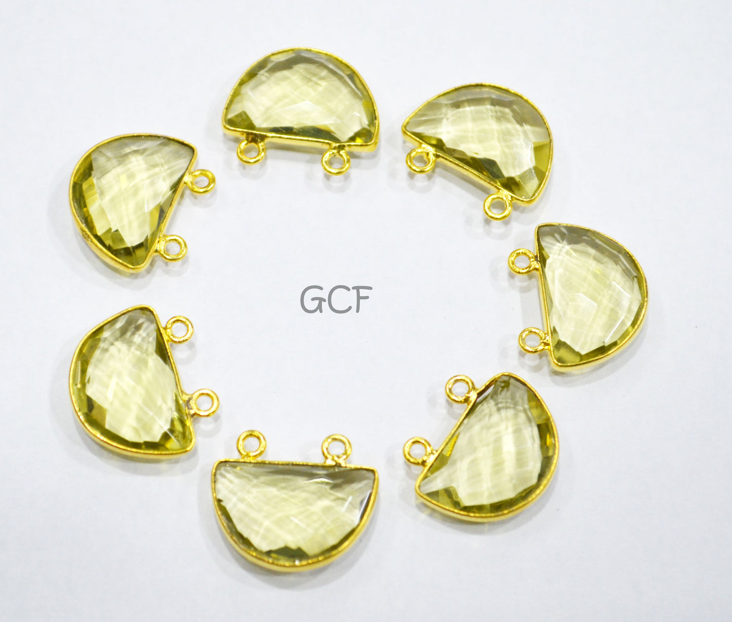 Lemon Hydro Quartz Faceted Half Moon Shape Connector , Lemon Hydro Glass Double Bail Connector , Sold By Piece , 13x19 mm , RB-7096