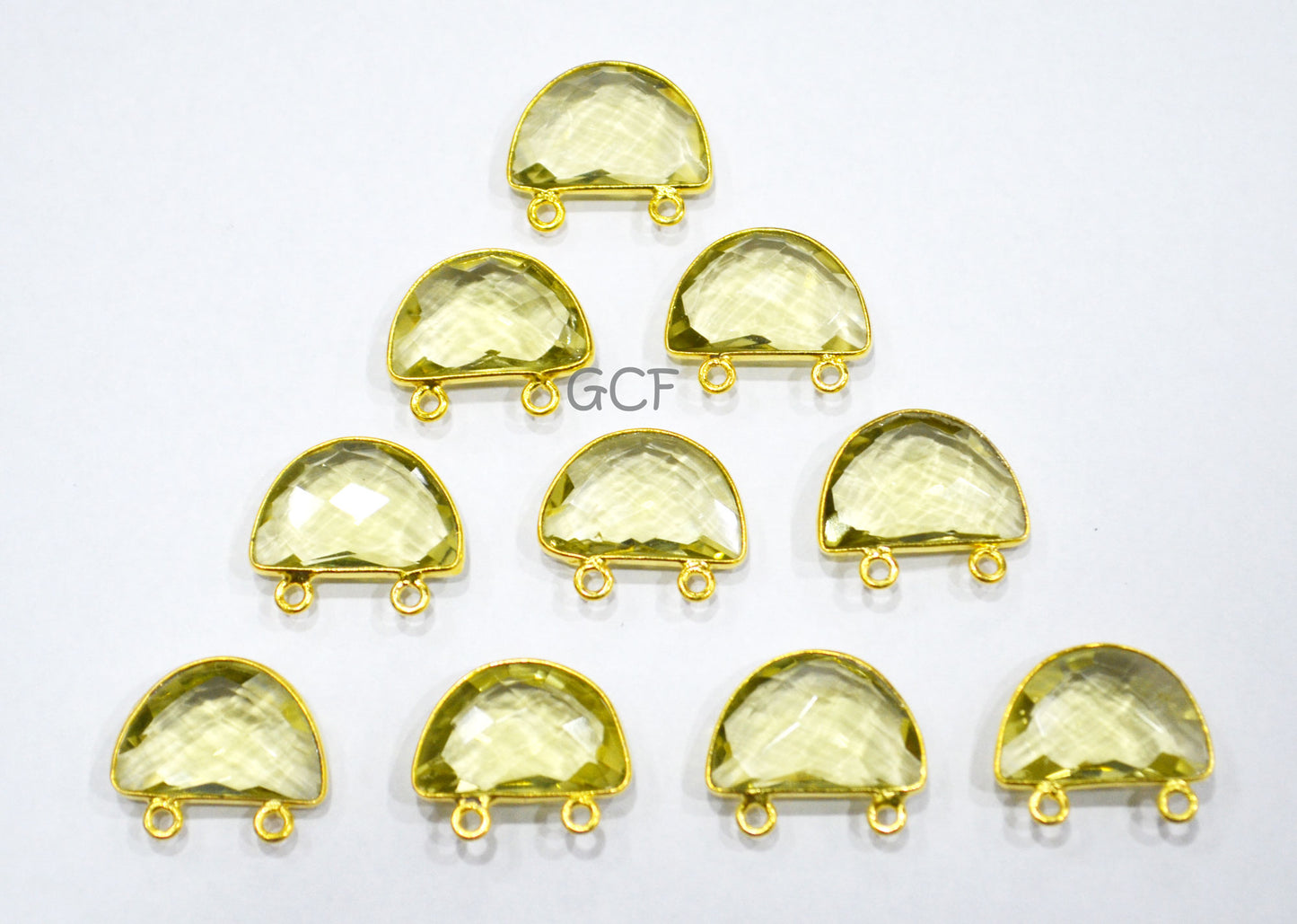 Lemon Hydro Quartz Faceted Half Moon Shape Connector , Lemon Hydro Glass Double Bail Connector , Sold By Piece , 13x19 mm , RB-7096