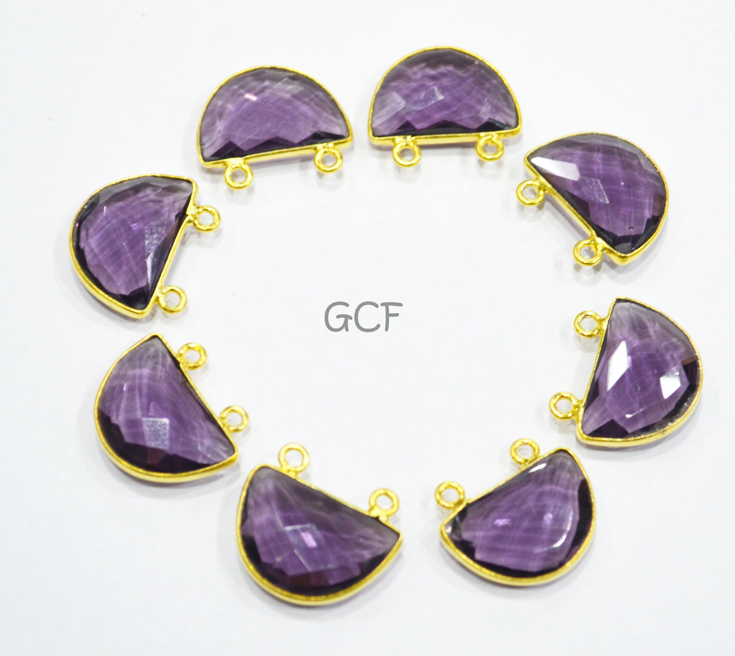 Grape Slush Hydro Quartz Faceted Half Moon Shape Connector ,Grape Slush Hydro Glass Double Bail Connector ,Sold By Piece , 13x19 mm ,RB-7097