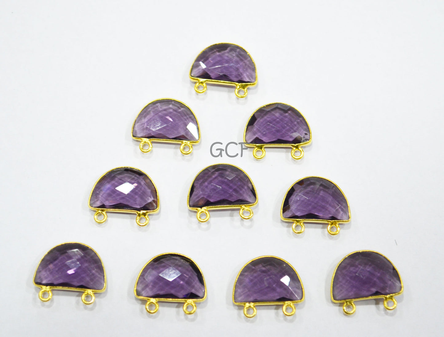 Grape Slush Hydro Quartz Faceted Half Moon Shape Connector ,Grape Slush Hydro Glass Double Bail Connector ,Sold By Piece , 13x19 mm ,RB-7097