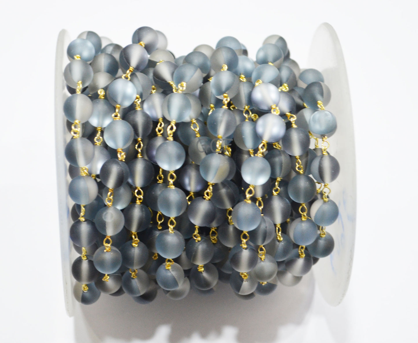 Black Moonstone Doublet Hydro Glass Smooth Rosary Chain ,Black Moonstone Doublet Hydro Glass Round Shape Wire Wrapped Chain ,8 mm ,RB-7114