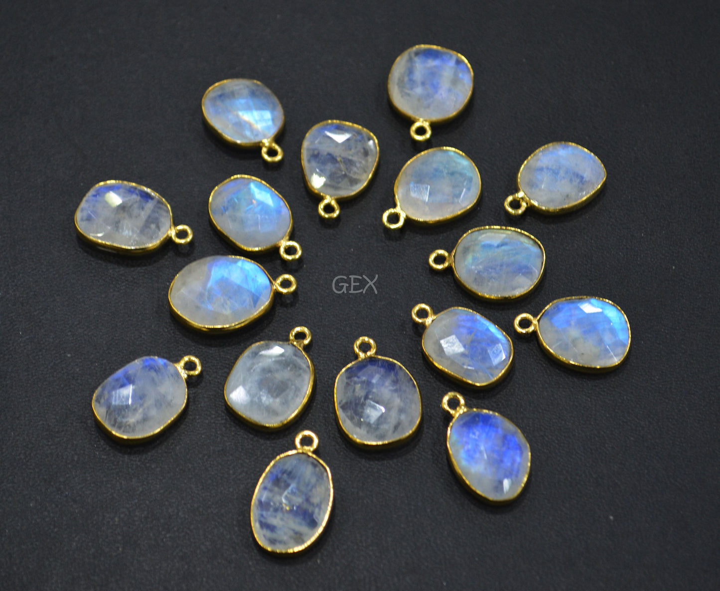 Rainbow Moonstone Faceted Free Form Shape Connector , Sold By Piece , 11x14 - 14x16 mm , RB-7123