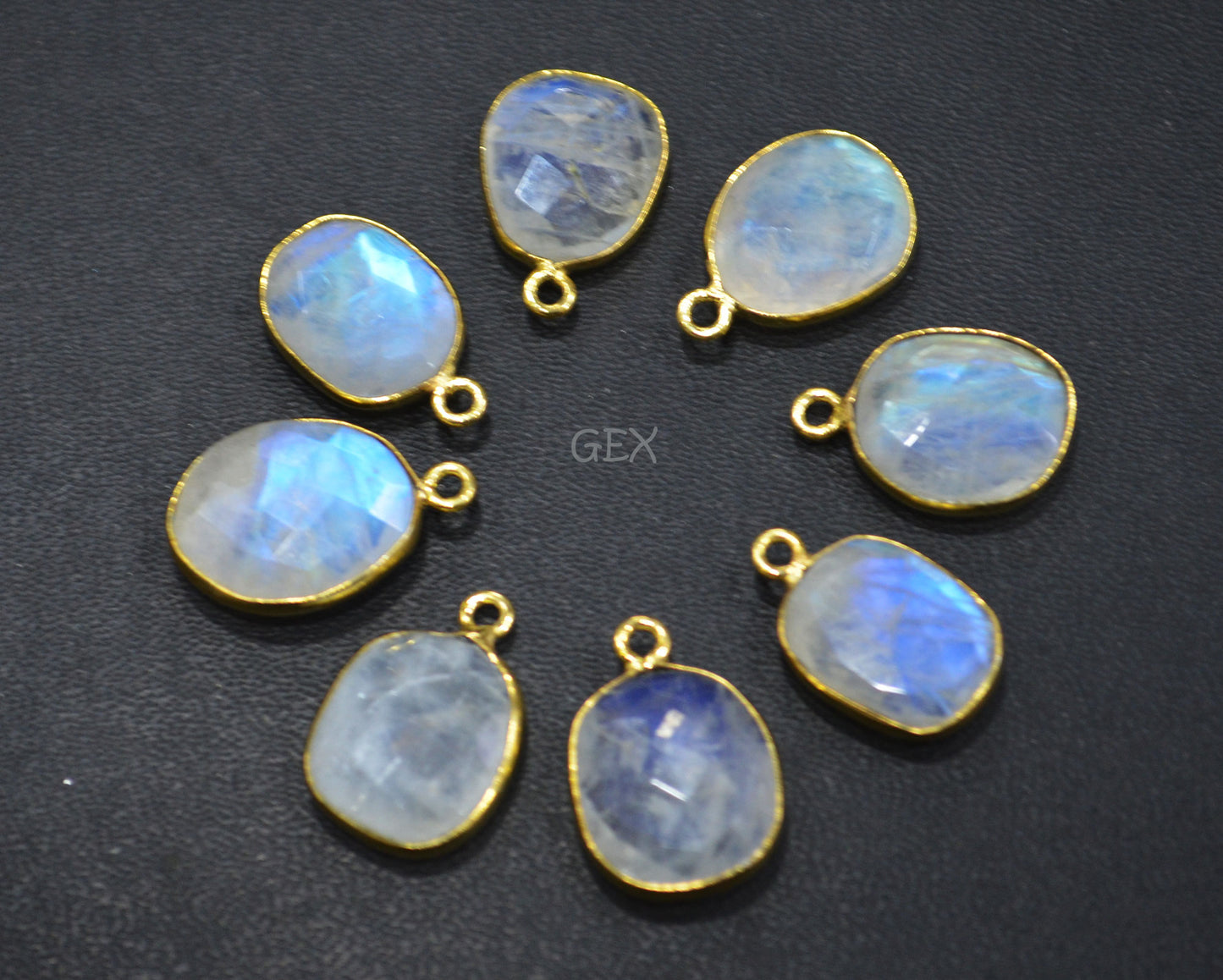 Rainbow Moonstone Faceted Free Form Shape Connector , Sold By Piece , 11x14 - 14x16 mm , RB-7123