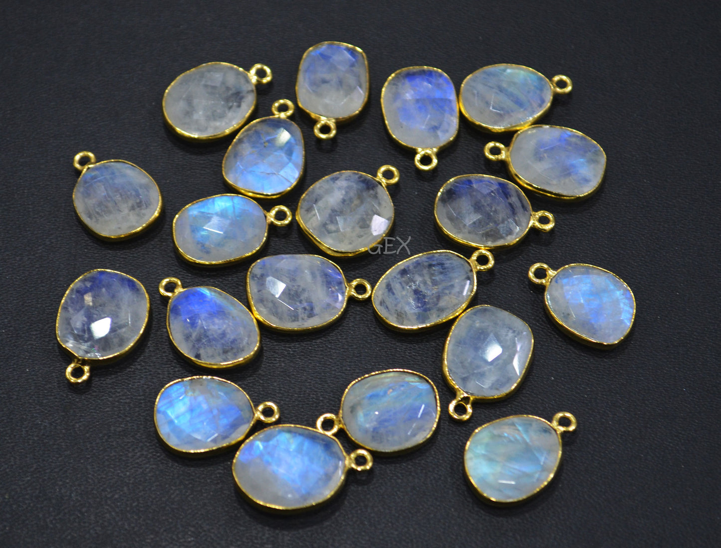 Rainbow Moonstone Faceted Free Form Shape Connector , Sold By Piece , 11x14 - 14x16 mm , RB-7123