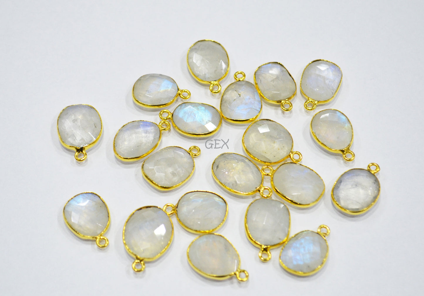 Rainbow Moonstone Faceted Free Form Shape Connector , Sold By Piece , 11x14 - 14x16 mm , RB-7123