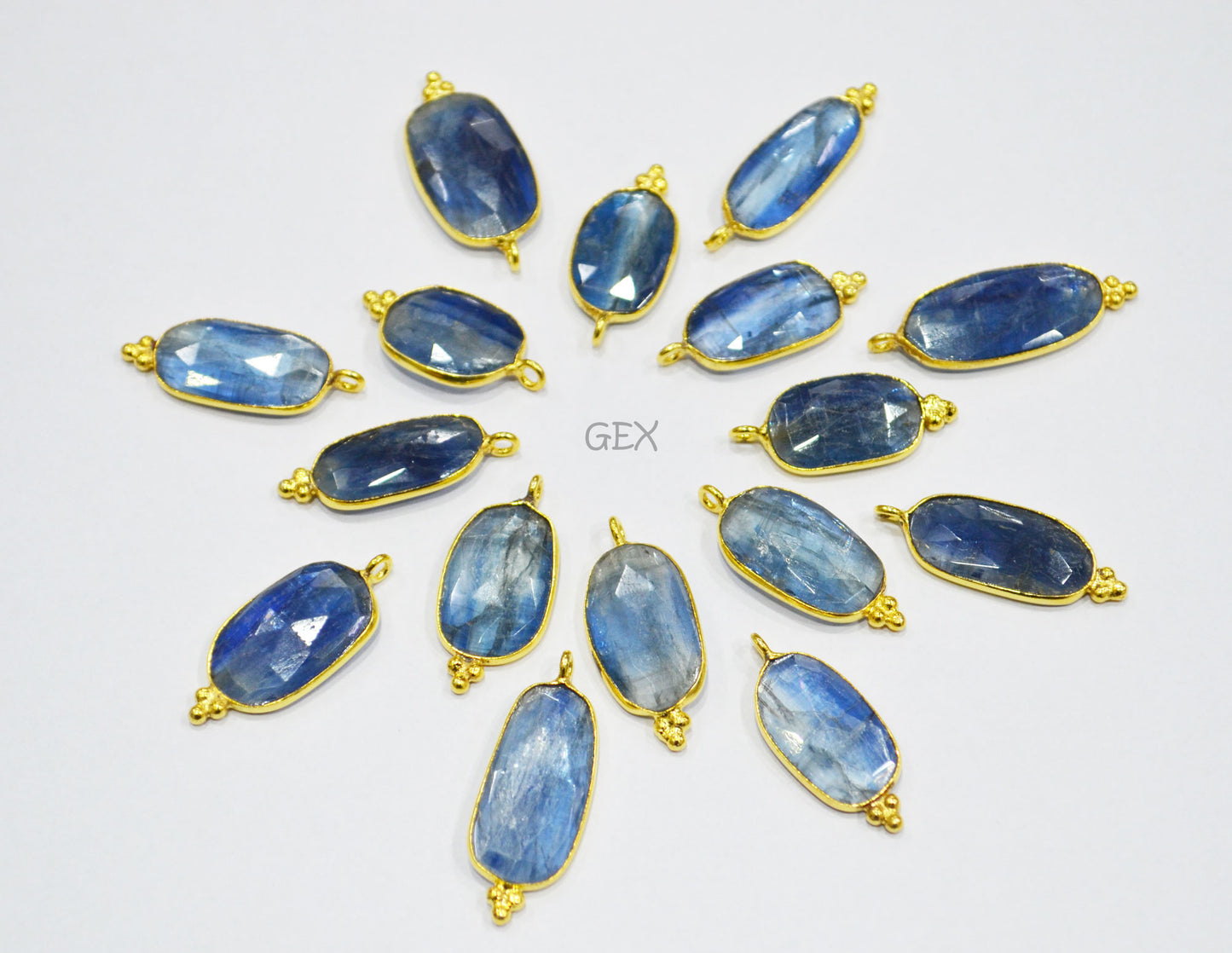 Himalayan Kyanite Faceted Slice Shape Connector , Sold By Piece , 12x15 - 13x22 mm , RB-7126