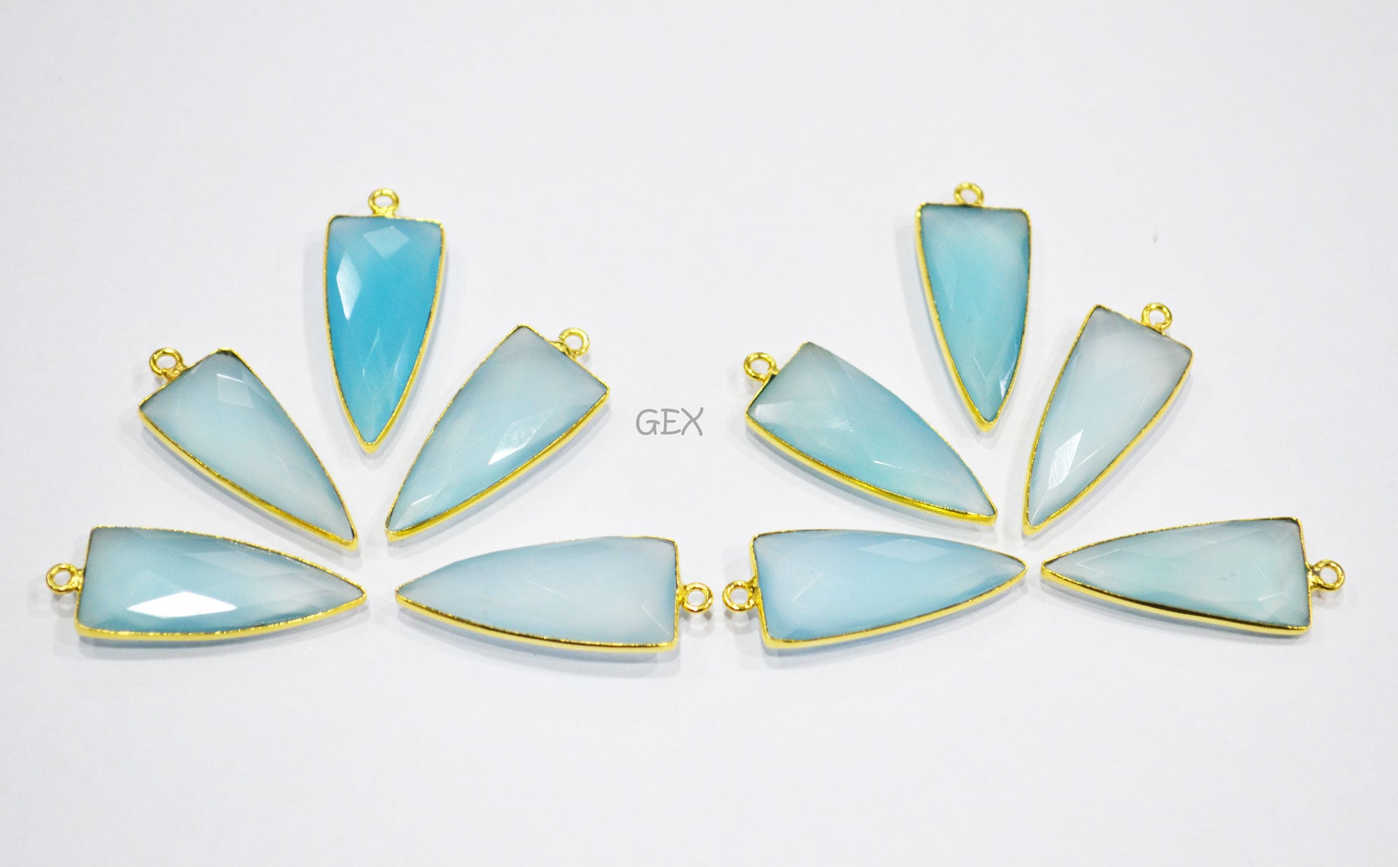 Aqua Chalcedony Faceted Arrowhead Shape Connector , Sold By Piece , 13x29 mm , RB-7128