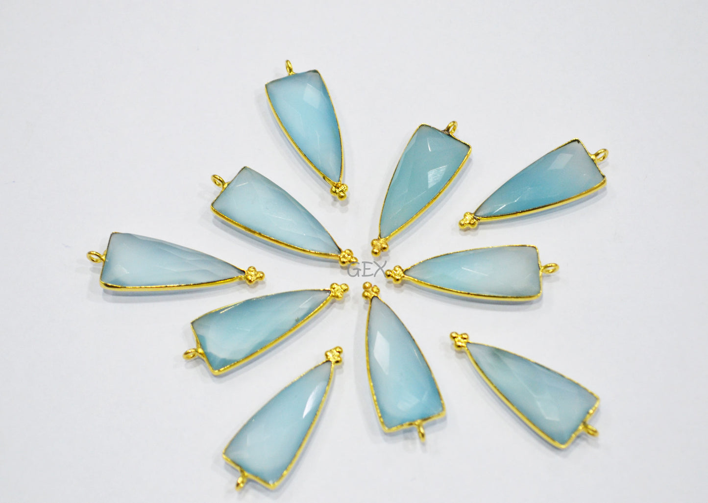 Aqua Chalcedony Faceted Arrowhead Shape Connector , Sold By Piece , 13x29 mm , RB-7129