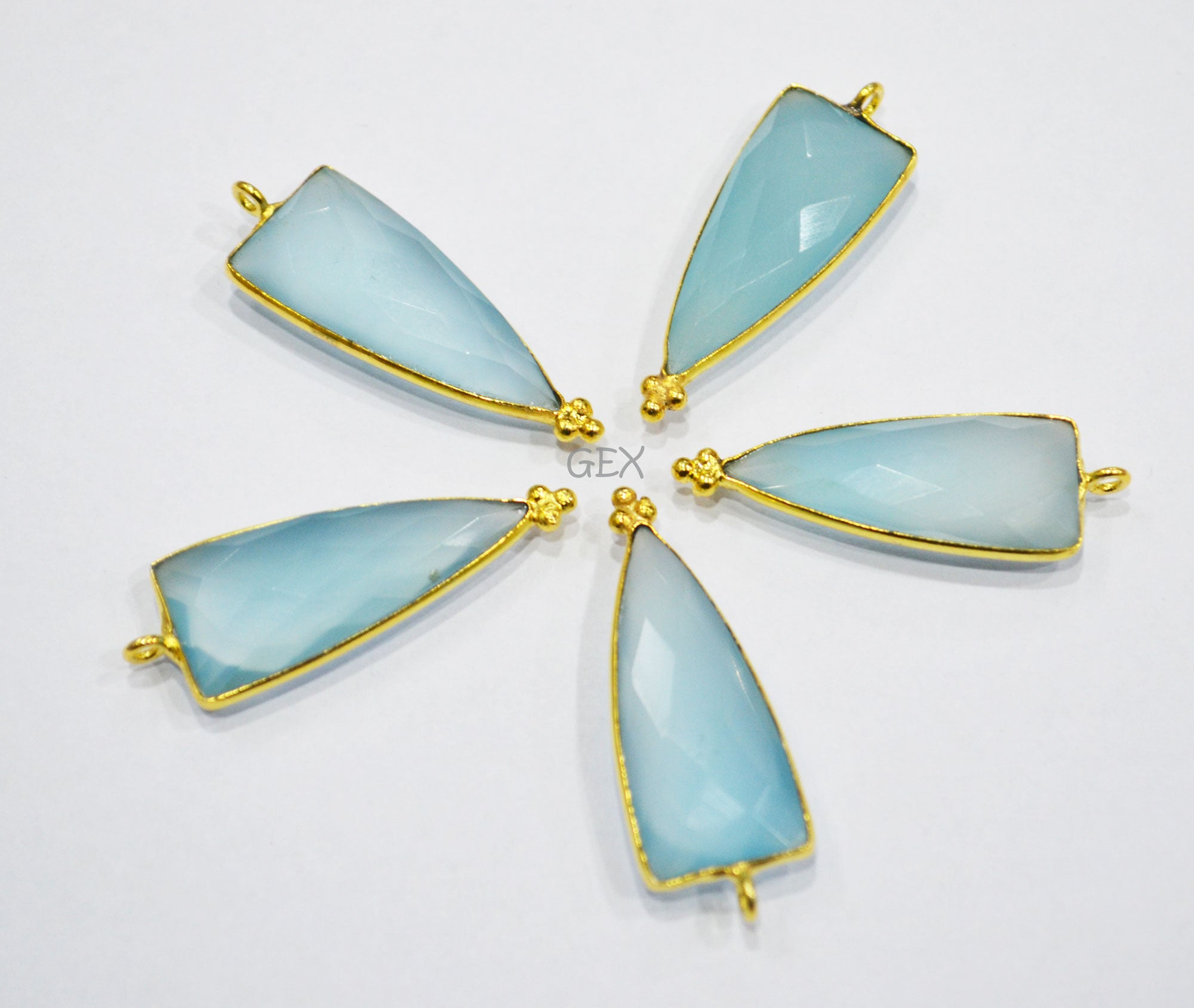 Aqua Chalcedony Faceted Arrowhead Shape Connector , Sold By Piece , 13x29 mm , RB-7129
