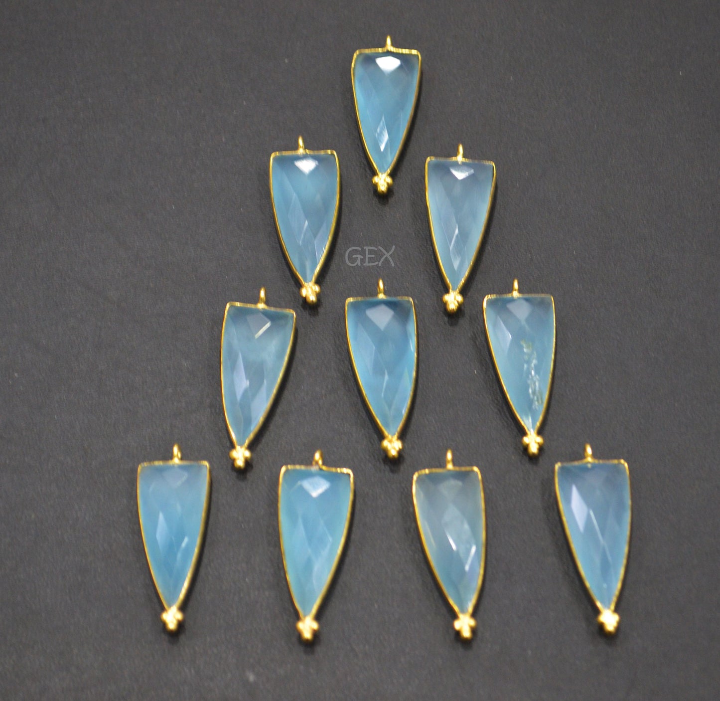 Aqua Chalcedony Faceted Arrowhead Shape Connector , Sold By Piece , 13x29 mm , RB-7129