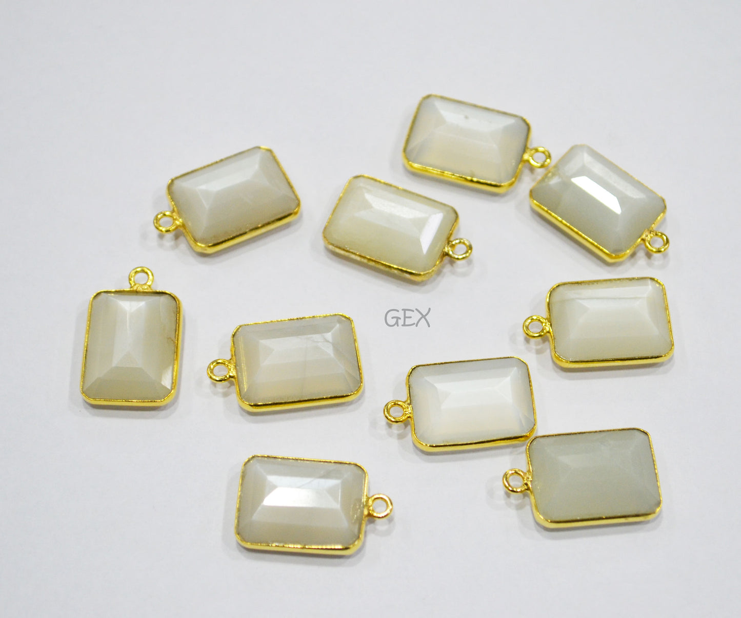 Ceylon Moonstone Faceted Rectangle Shape Connector , Sold By Piece , 13x17 mm , RB-7130