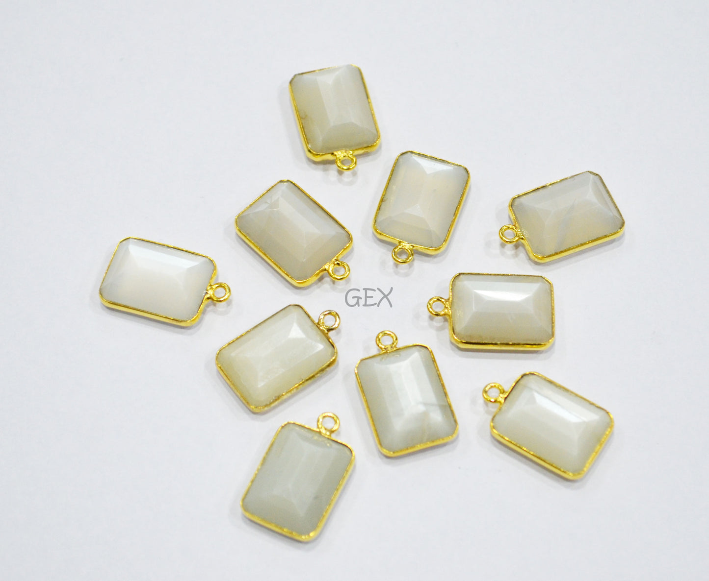 Ceylon Moonstone Faceted Rectangle Shape Connector , Sold By Piece , 13x17 mm , RB-7130