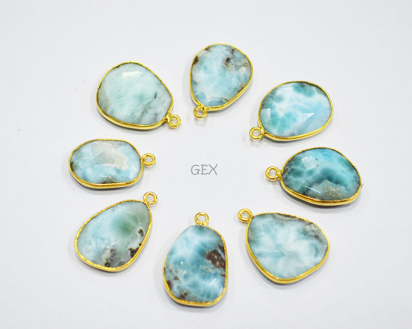 Larimar Faceted Free Form Shape Connector , Sold By Piece , 17 - 26 mm , RB-7131