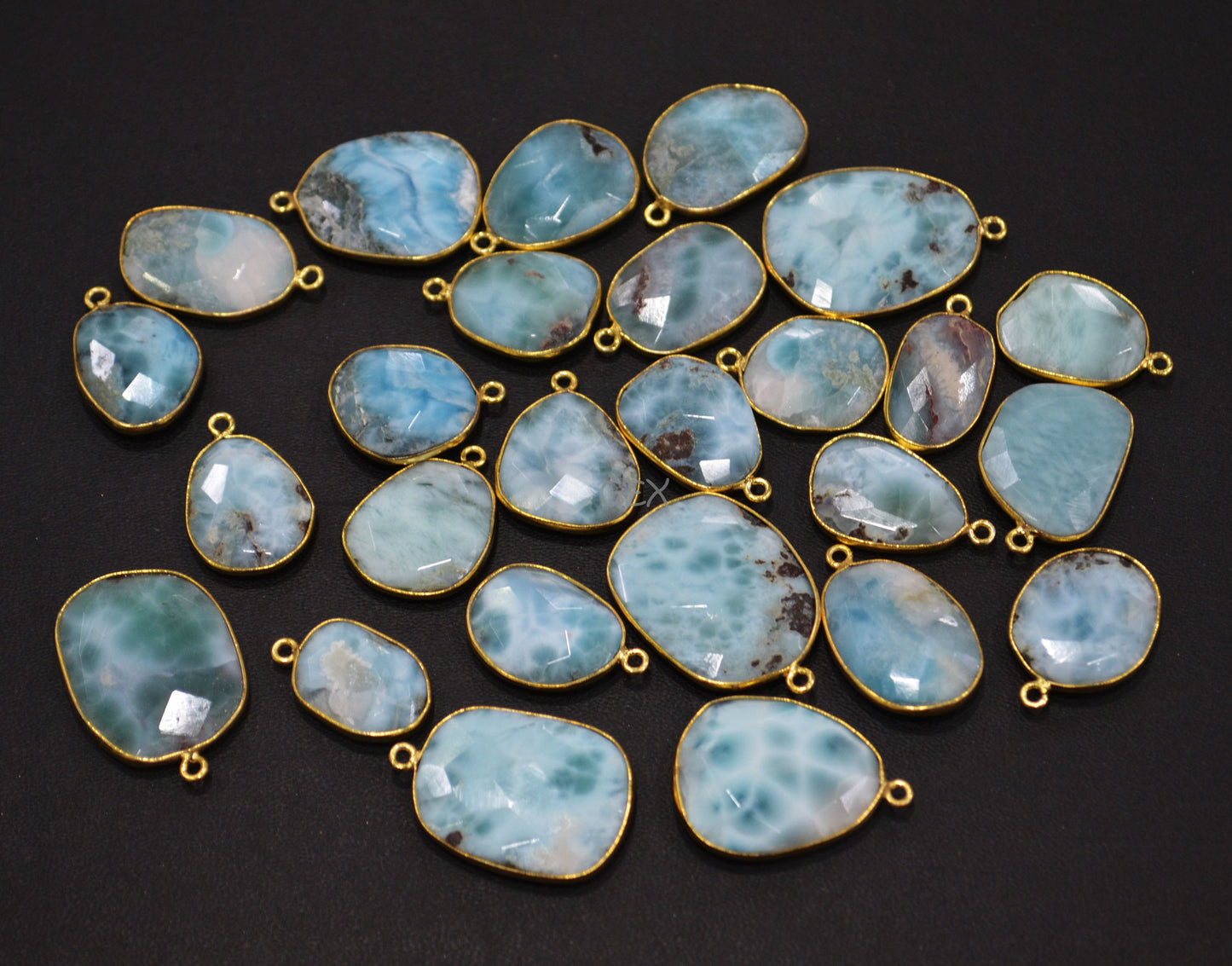 Larimar Faceted Free Form Shape Connector , Sold By Piece , 17 - 26 mm , RB-7131