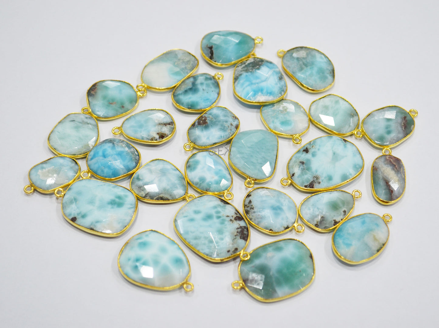 Larimar Faceted Free Form Shape Connector , Sold By Piece , 17 - 26 mm , RB-7131
