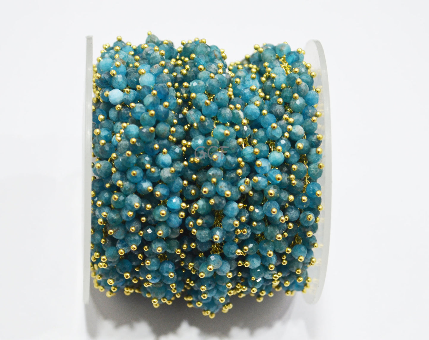 Natural Blue Neon Apatite Faceted Round Shape Angoori Cluster Chain , Natural Blue Neon Apatite Round Shape Grape Chain , 4 mm , RB-7132