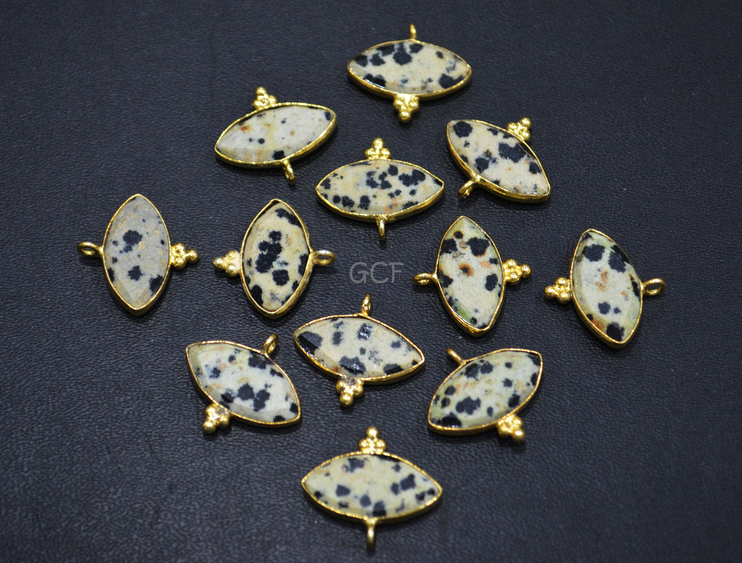 Dalmatian Faceted Marquise Shape Connector , Dalmatian Marquise Shape Single Bail Bezel Connector , Sold By Piece , 9x18 mm , RB-7137