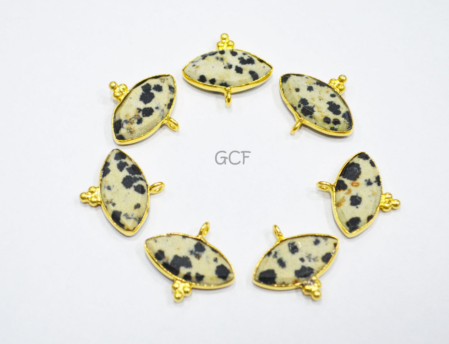 Dalmatian Faceted Marquise Shape Connector , Dalmatian Marquise Shape Single Bail Bezel Connector , Sold By Piece , 9x18 mm , RB-7137