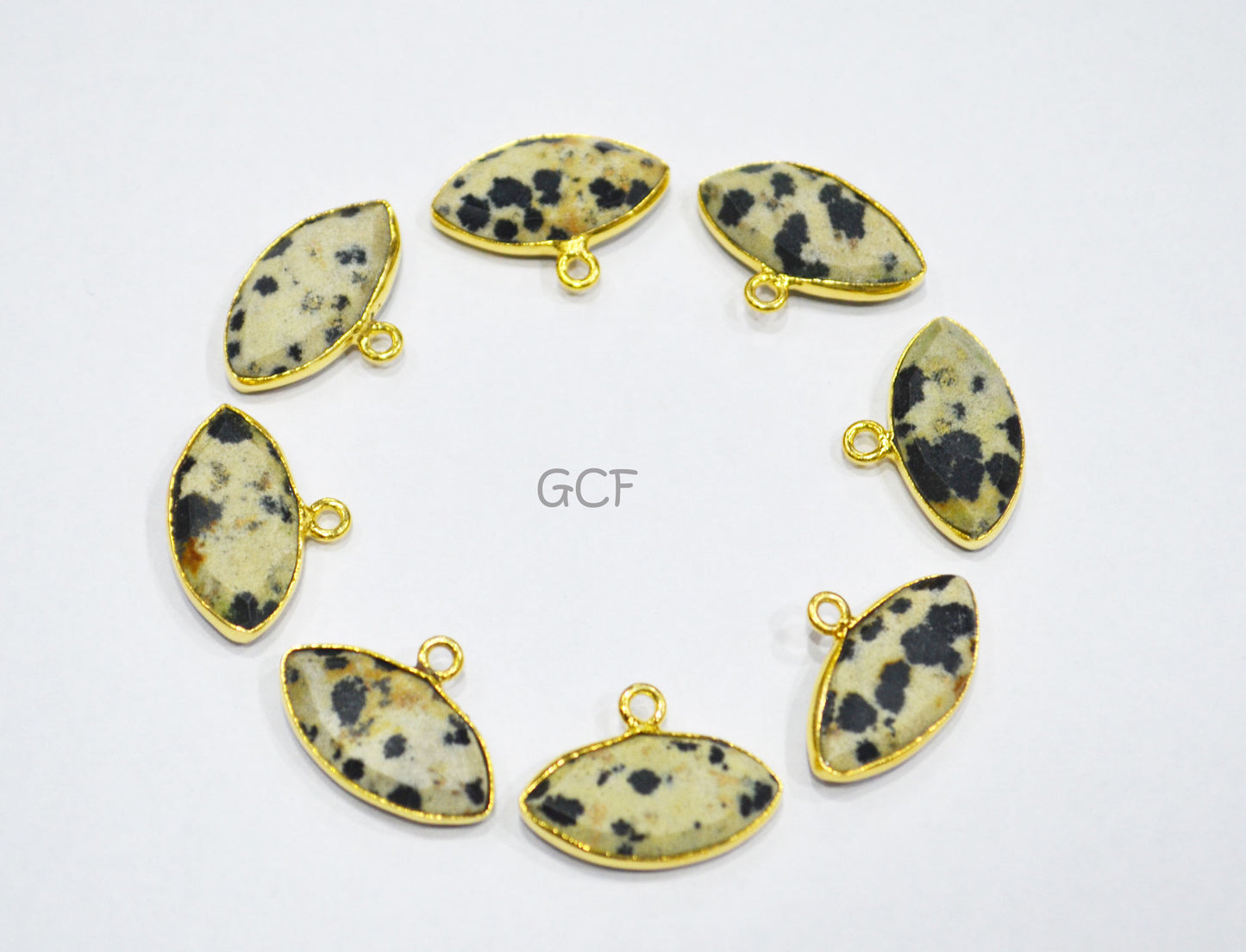 Dalmatian Faceted Marquise Shape Connector , Dalmatian Marquise Shape Single Bail Bezel Connector , Sold By Piece , 9x18 mm , RB-7138