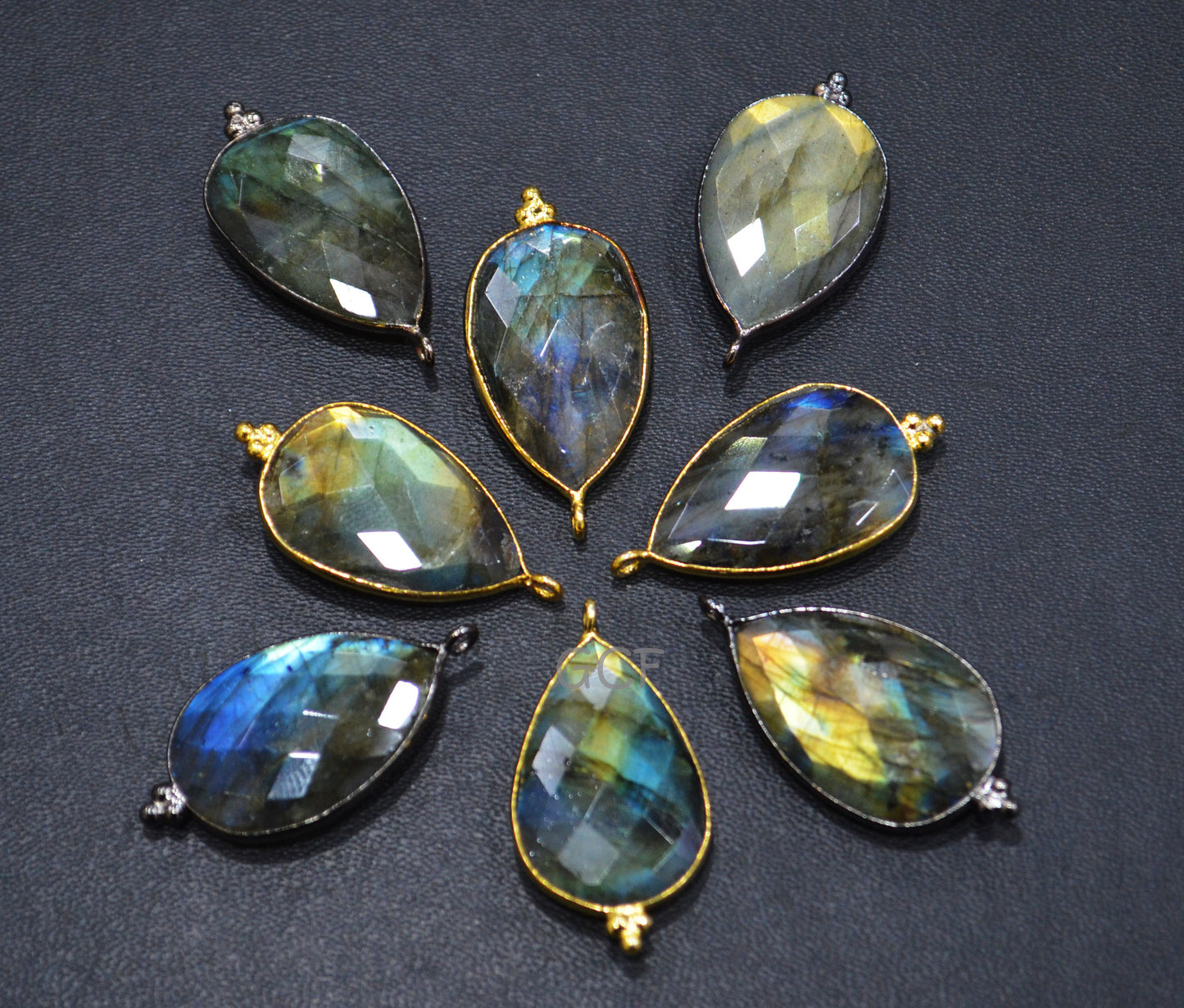 Flashy Labradorite Faceted Pear Shape Connector , Labradorite Single Bail Bezel Connector , Sold By Piece , 18x25 mm , RB-7142