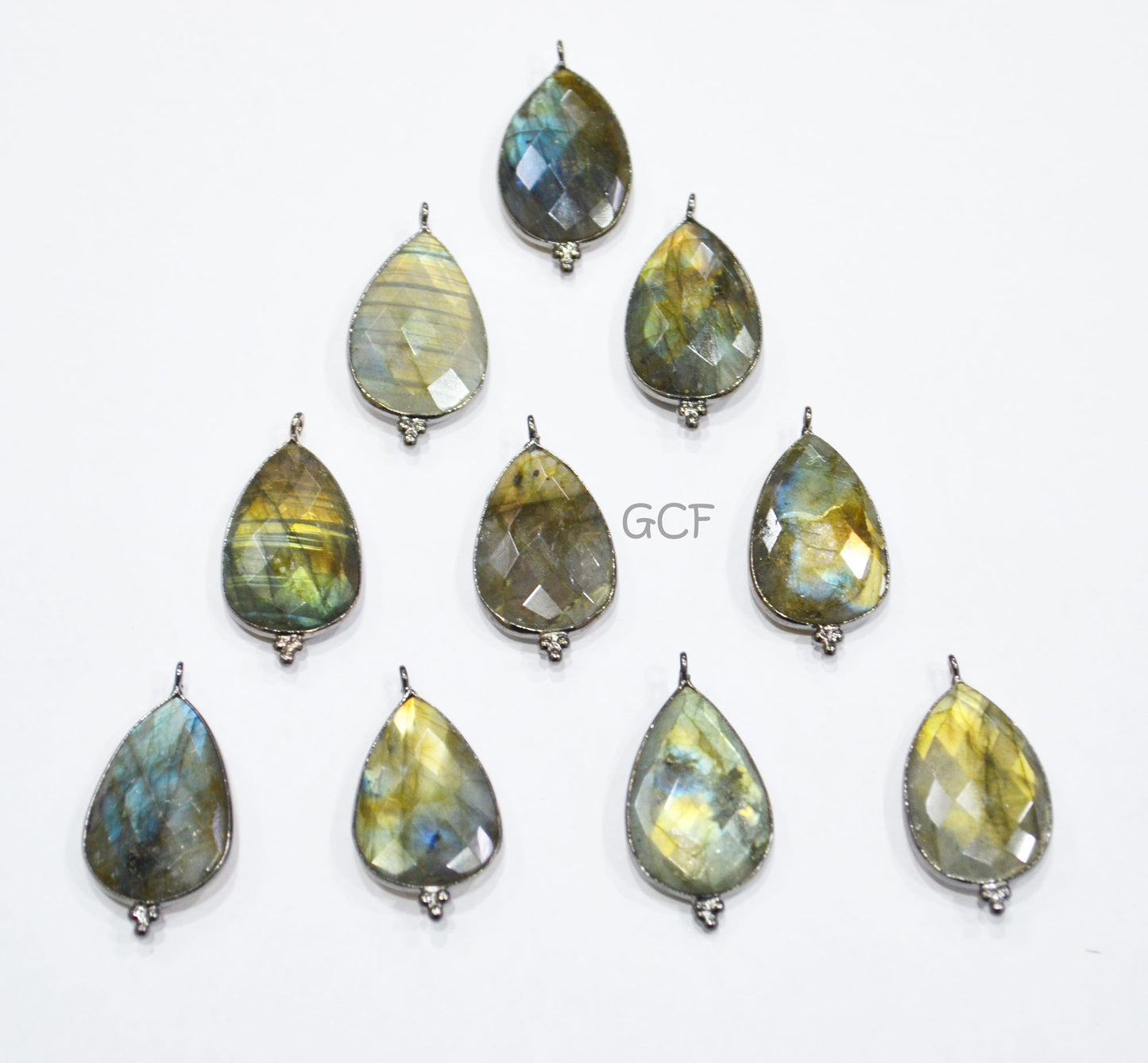 Flashy Labradorite Faceted Pear Shape Connector , Labradorite Single Bail Bezel Connector , Sold By Piece , 18x25 mm , RB-7142