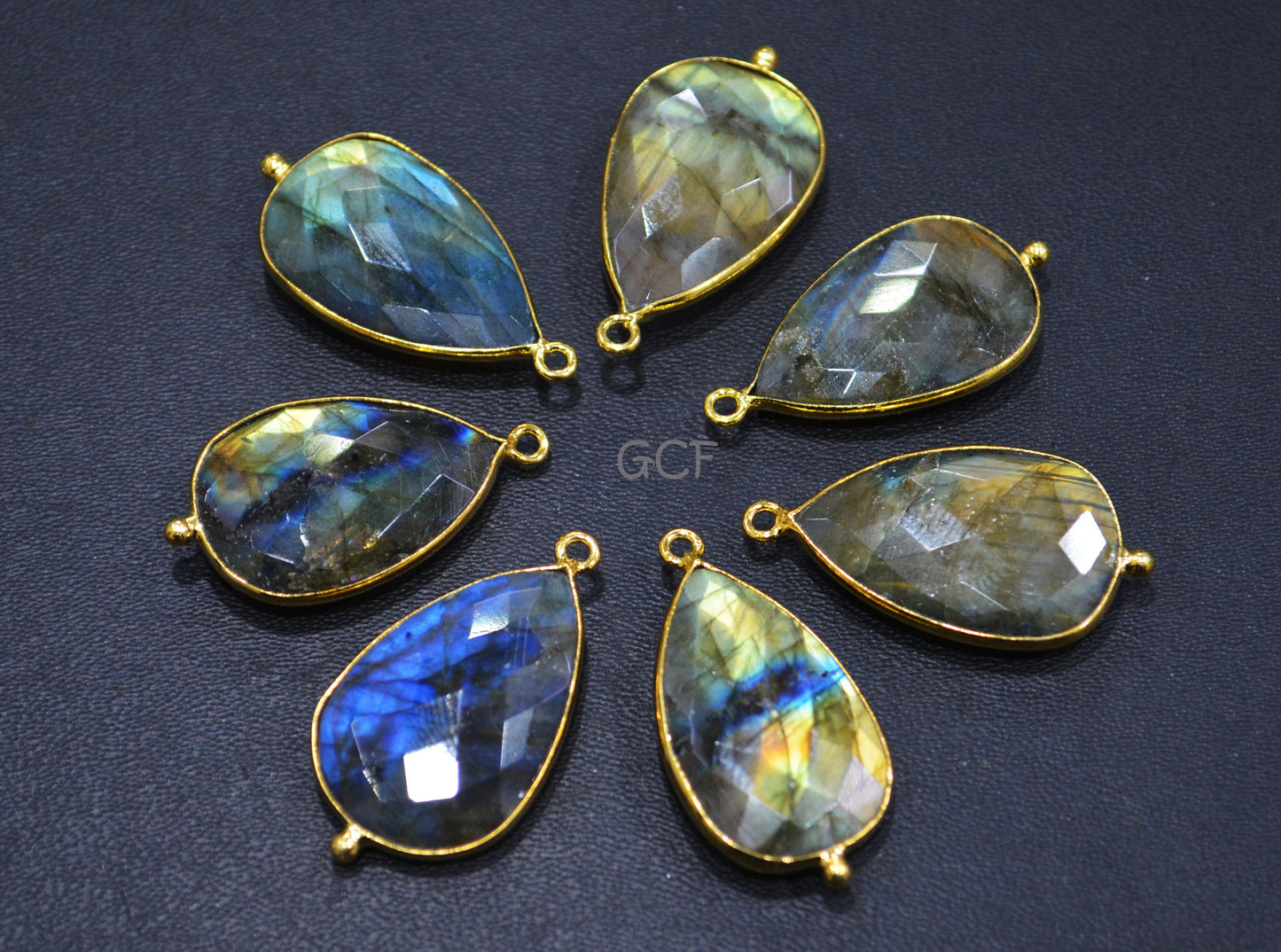 Flashy Labradorite Faceted Pear Shape Connector , Labradorite Single Bail Bezel Connector , Sold By Piece , 18x25 mm , RB-7144