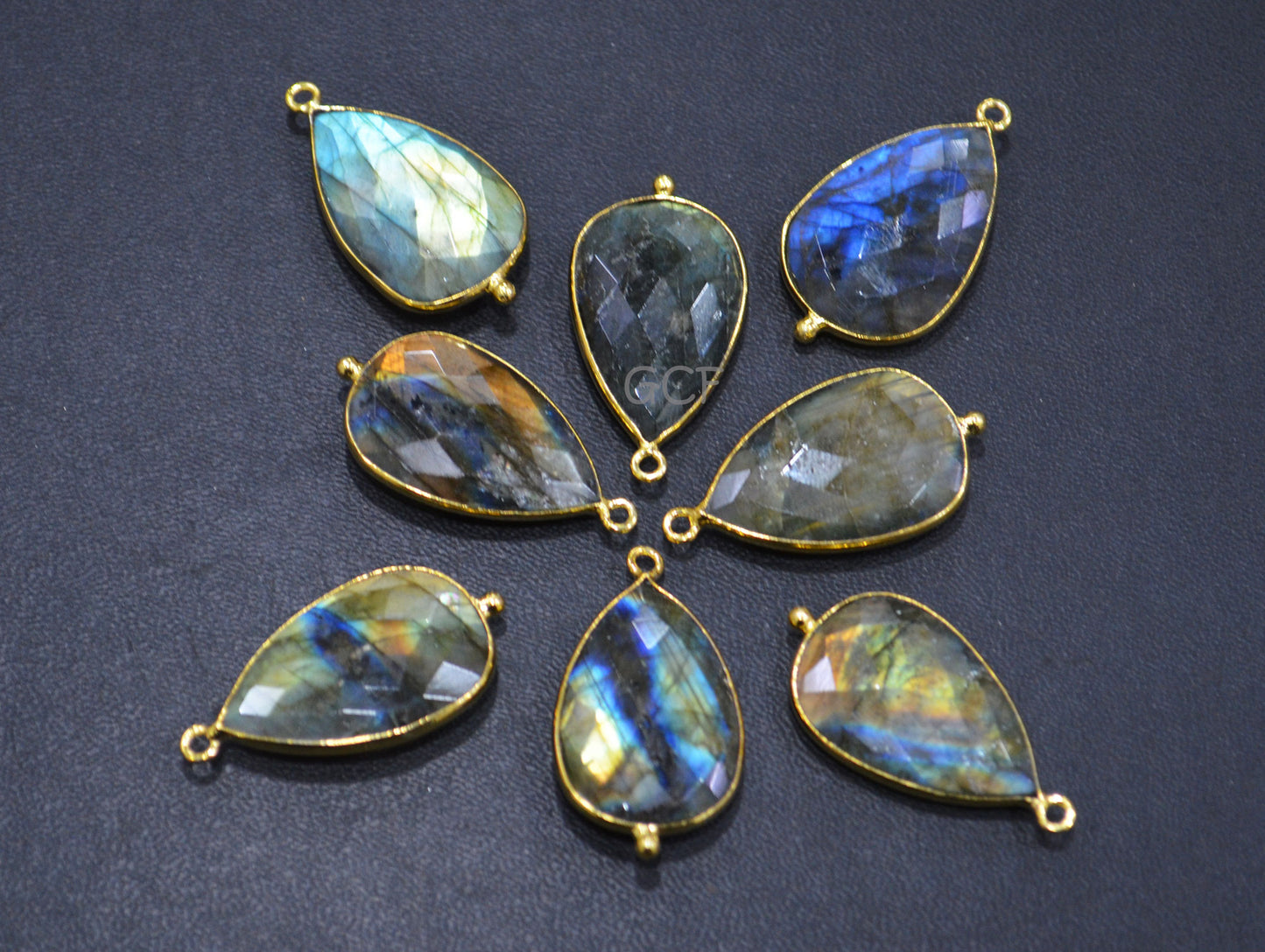 Flashy Labradorite Faceted Pear Shape Connector , Labradorite Single Bail Bezel Connector , Sold By Piece , 18x25 mm , RB-7144