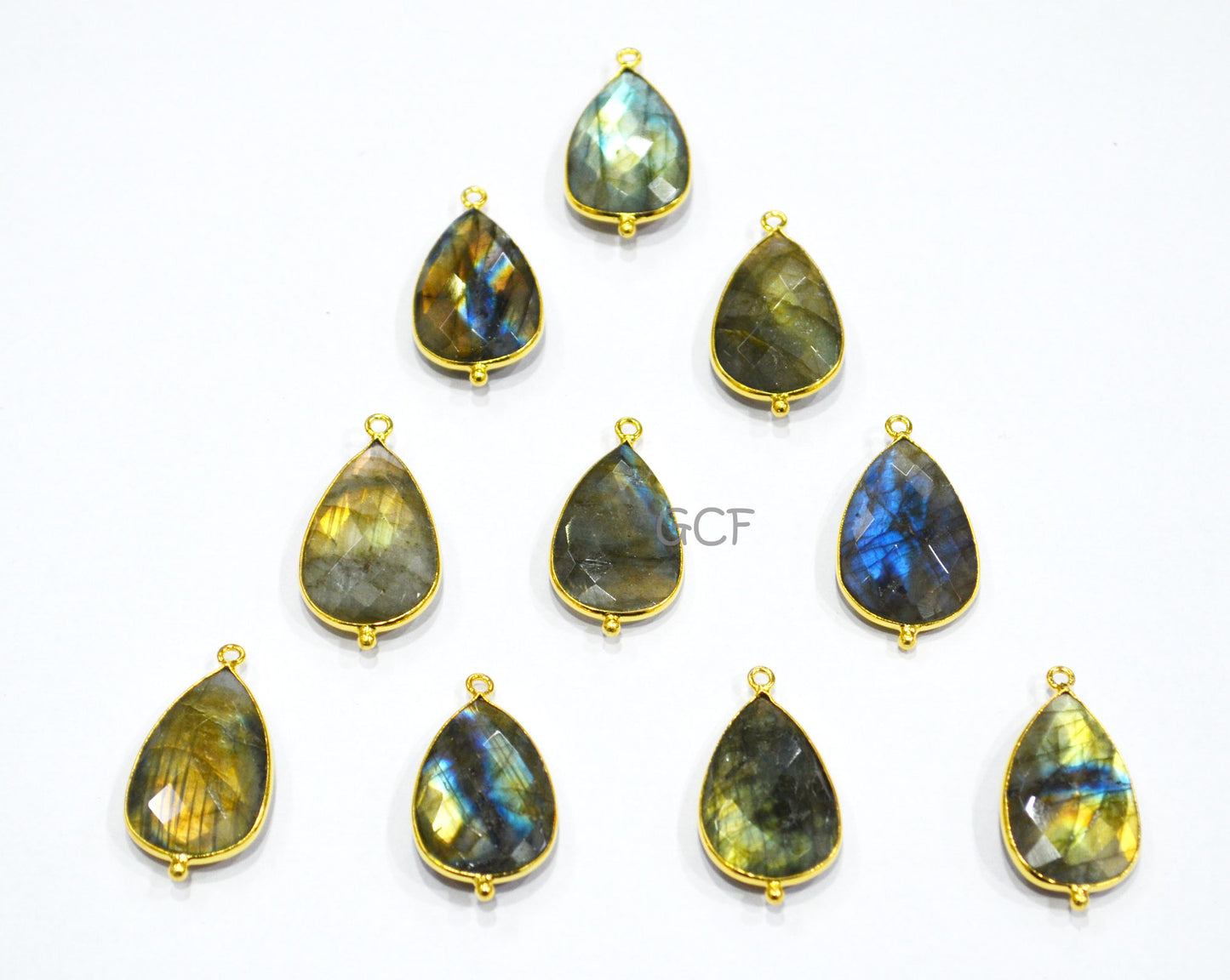 Flashy Labradorite Faceted Pear Shape Connector , Labradorite Single Bail Bezel Connector , Sold By Piece , 18x25 mm , RB-7144