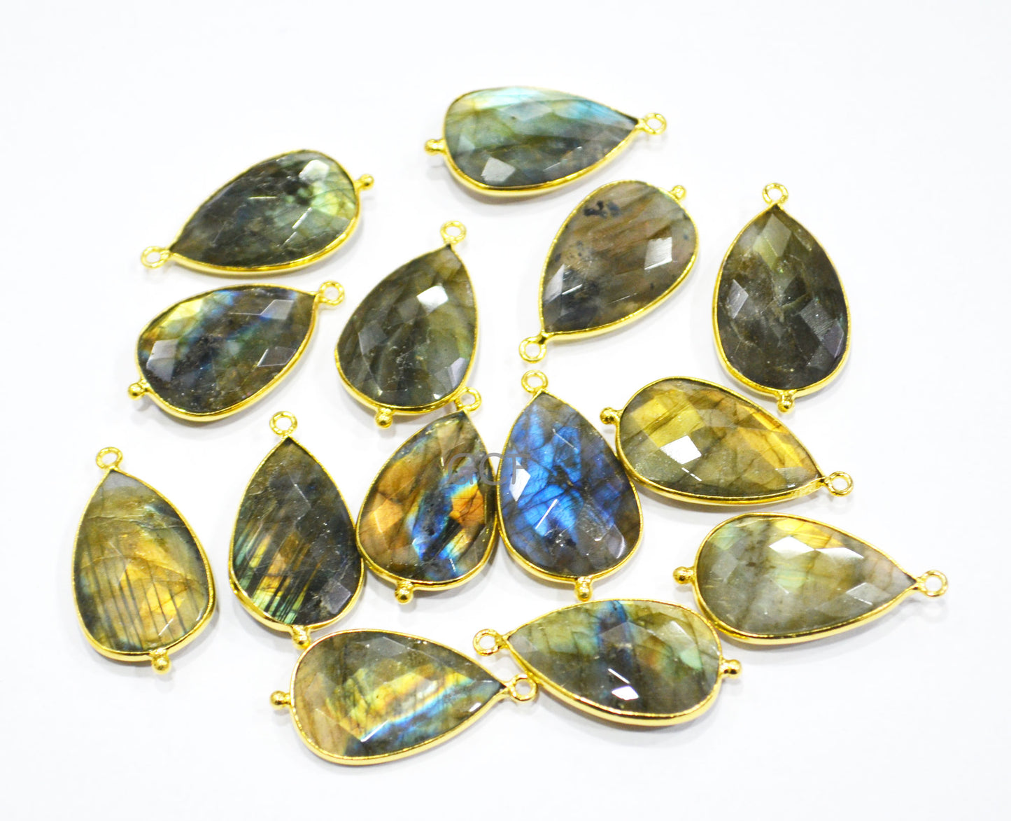 Flashy Labradorite Faceted Pear Shape Connector , Labradorite Single Bail Bezel Connector , Sold By Piece , 18x25 mm , RB-7144