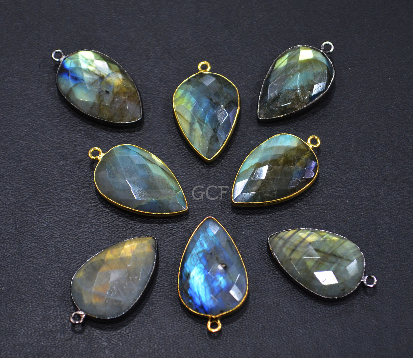 Flashy Labradorite Faceted Pear Shape Connector , Labradorite Single Bail Bezel Connector , Sold By Piece , 18x21 mm , RB-7147