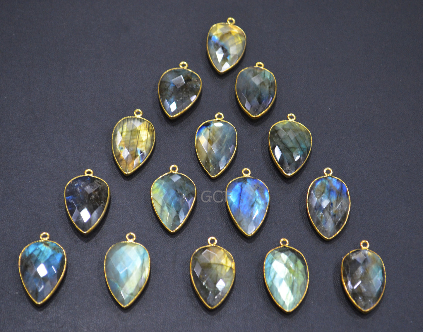 Flashy Labradorite Faceted Pear Shape Connector , Labradorite Single Bail Bezel Connector , Sold By Piece , 18x21 mm , RB-7147